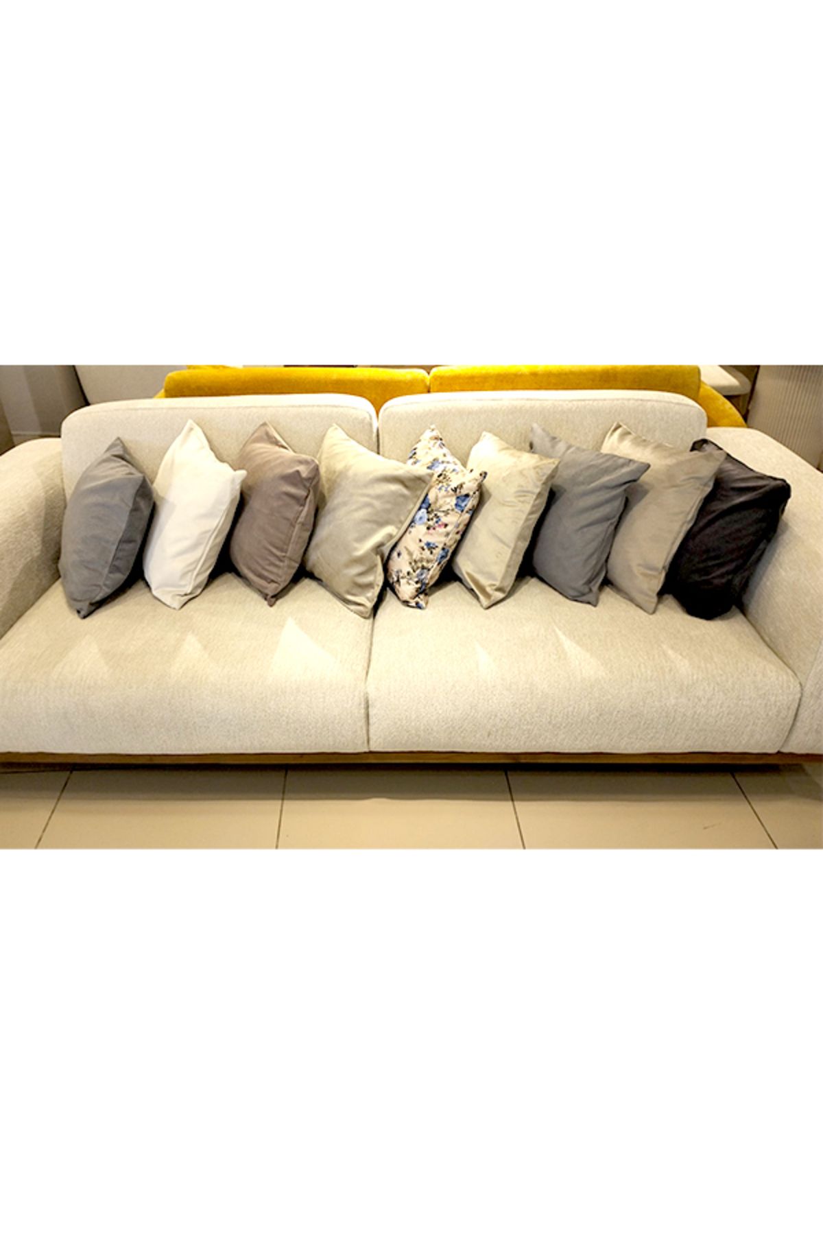 KIrlentçi Ahmet Kadife Dokulu Karisik Renkli Kırlent Yastık Minder Kılıfı 8 Adet 45x45 cm Koltuk Kanepe Fermuarlı