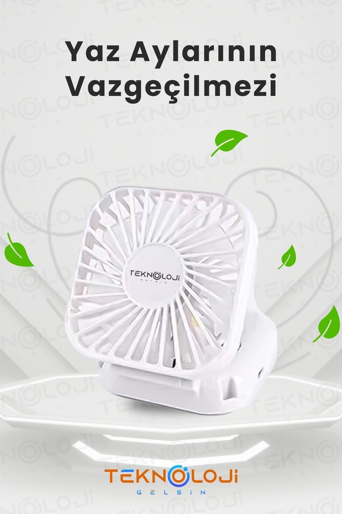 Techno Stock El Fanı Mini Masaüstü Ve Boyun Askılı Fan Portatif Şarjlı 3 Kademeli Vantilatör Soğutucu