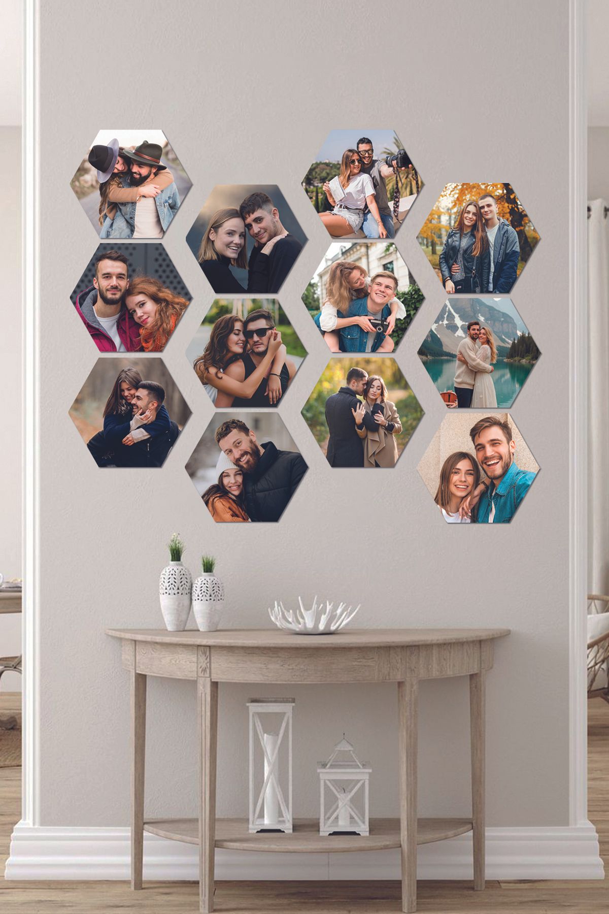 Fotomcity Kişiye Özel 12 Fotoğraflı Altıgen Mdf Tablo
