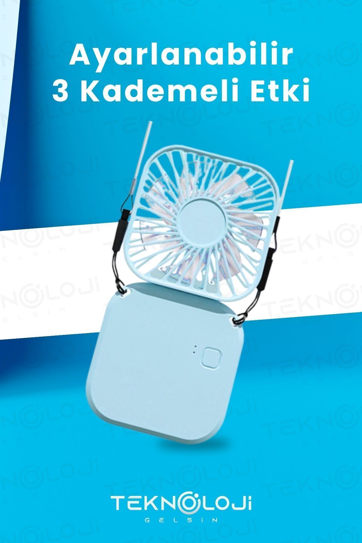 Techno Stock El Fanı Mini Masaüstü Ve Boyun Askılı Fan Portatif Şarjlı 3 Kademeli Vantilatör Soğutucu