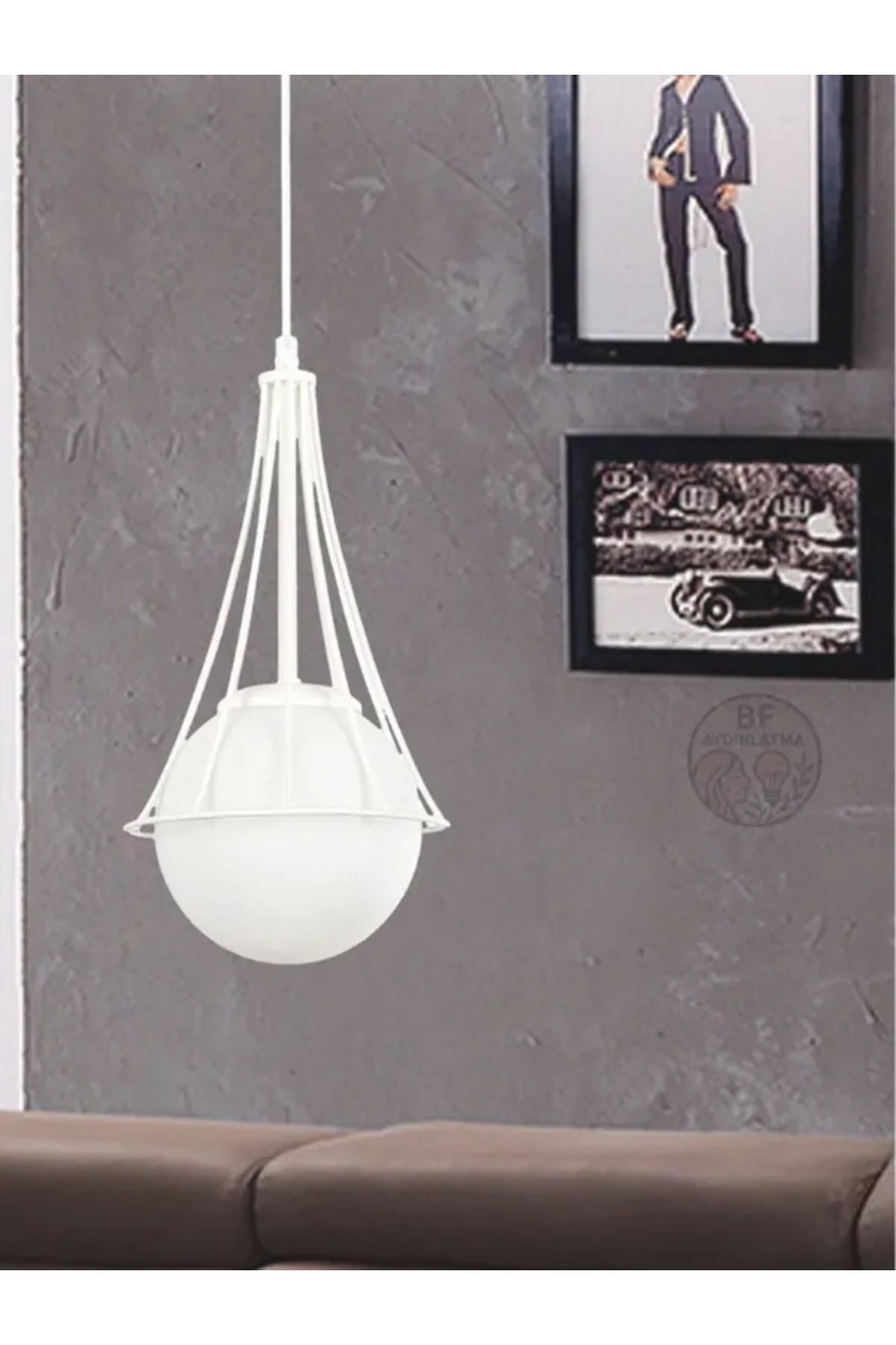 B&F STORE NEW STYLE Demet Tekli Beyaz-beyaz Glop Camlı Avize