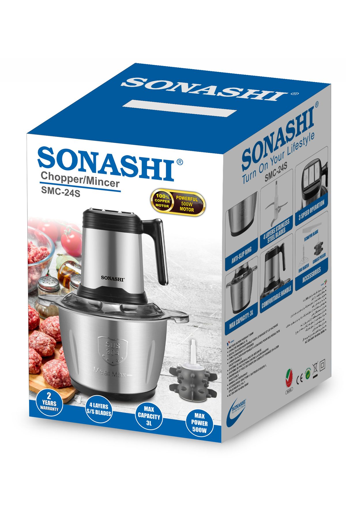sonashi-Multi-chopper With Powerful Motor And Max Capacity 3l 8