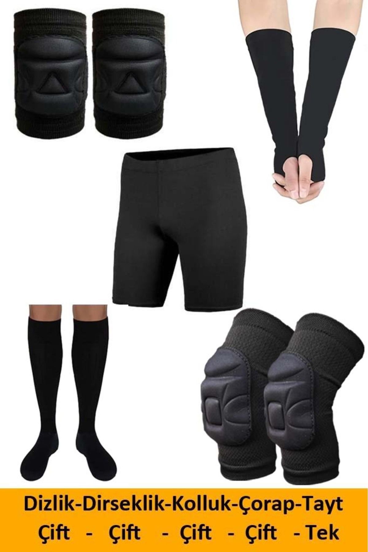 Mhm Collections Voleybol Dizliği Voleybol Dirsekliği Kolluk Tayt Çorap Seti