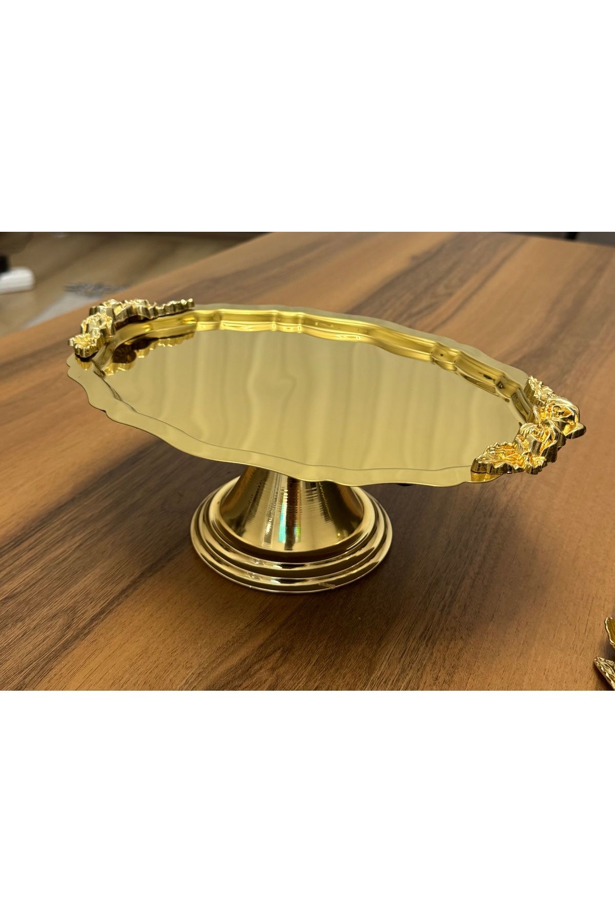 Elzemm store ÇELİK GOLD RENK KULPLU MODEL AYAKLI KEK KURABİYE STANDI İKRAMLIK LÜX