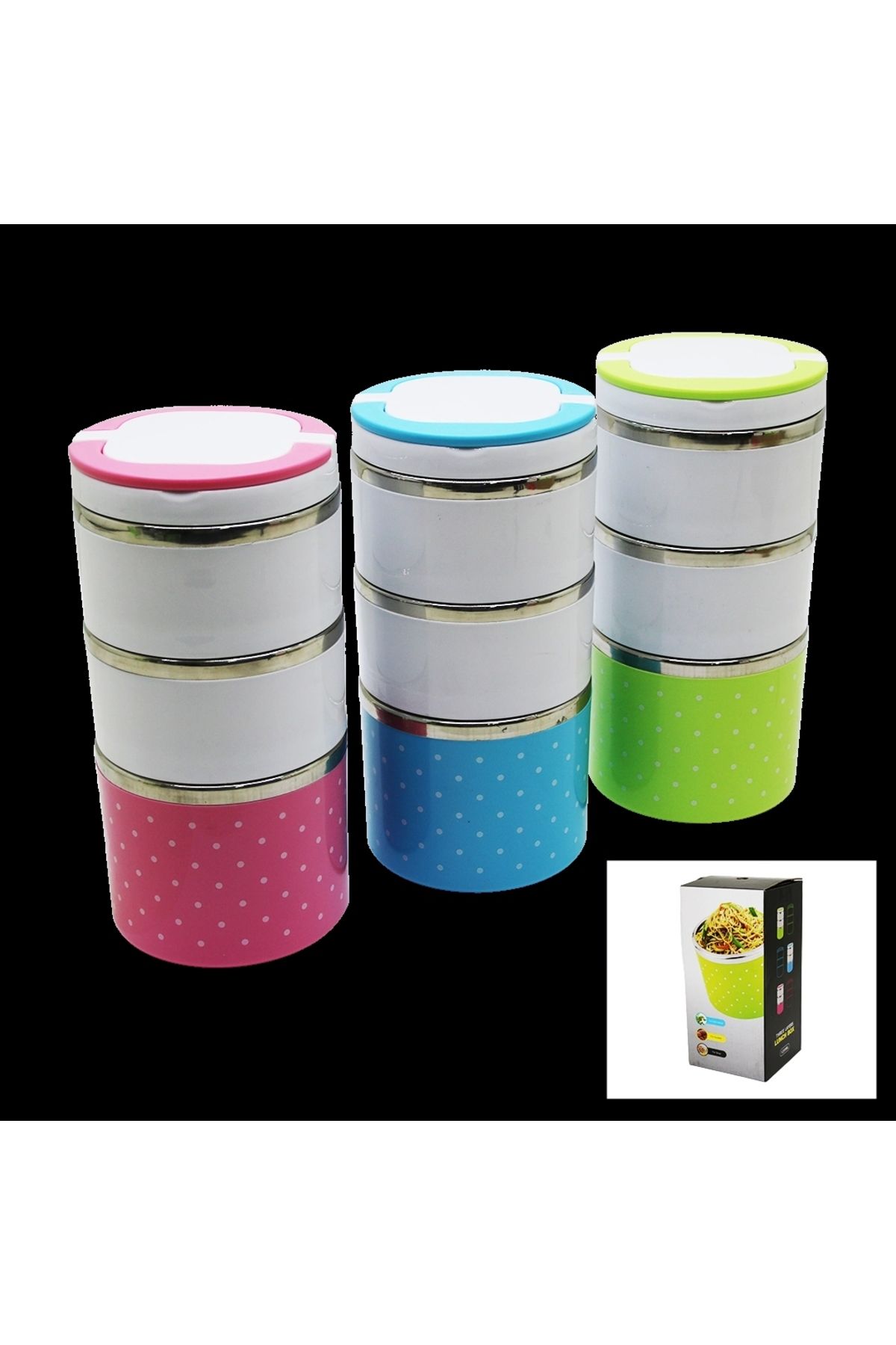 Beruflic Puantiyeli 3lü Sefer Tası - Saklama Kabı 1.23lt