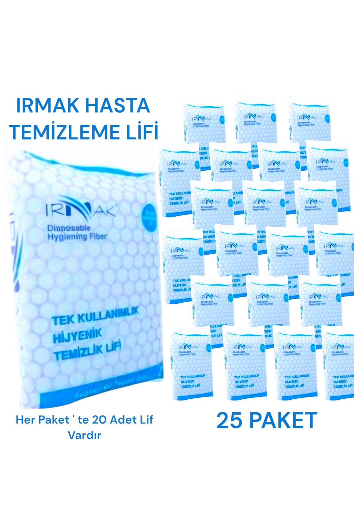 Irmak Hasta Vücut Temizleme Lifi ( 25 PAKET ) Hasta Banyo Temizlik Lifi