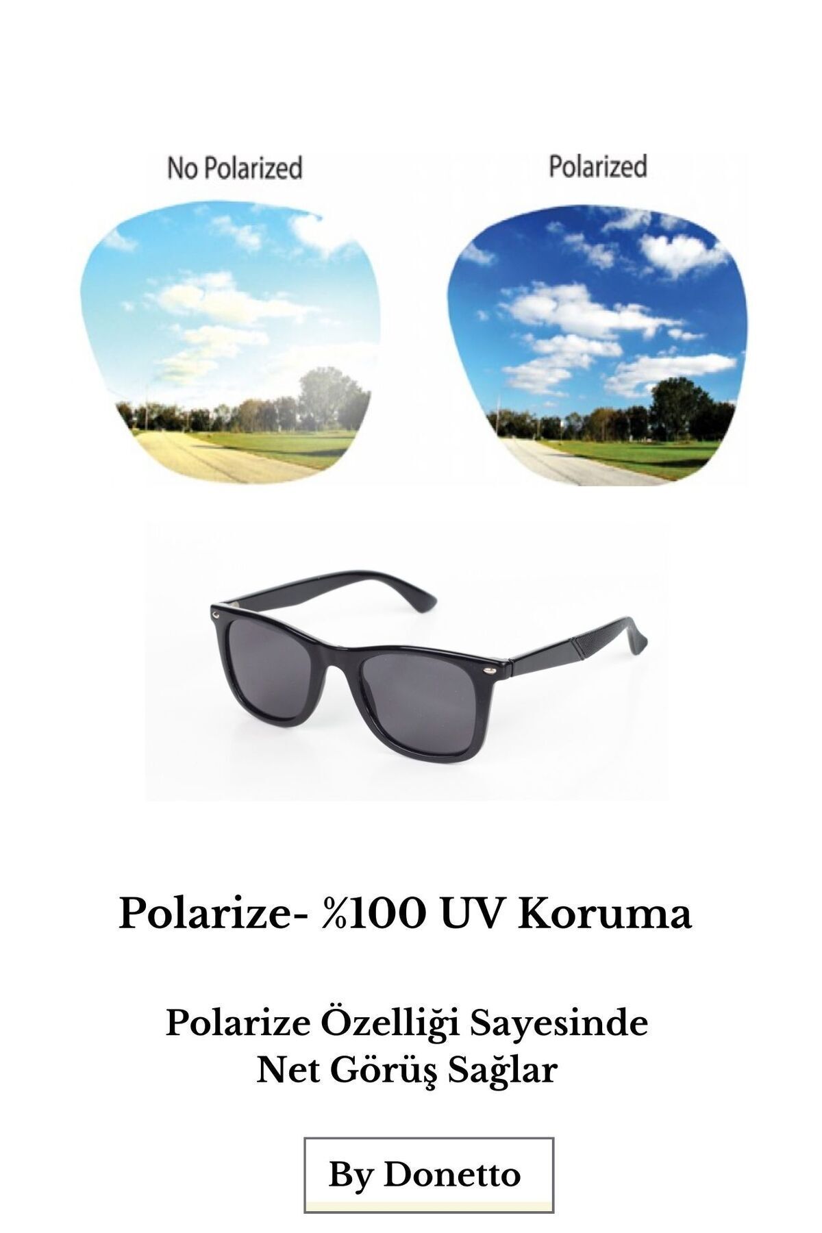 By Donetto  Siyah Polarize Yetişkin Unisex Güneş Gözlüğü - Görsel 2