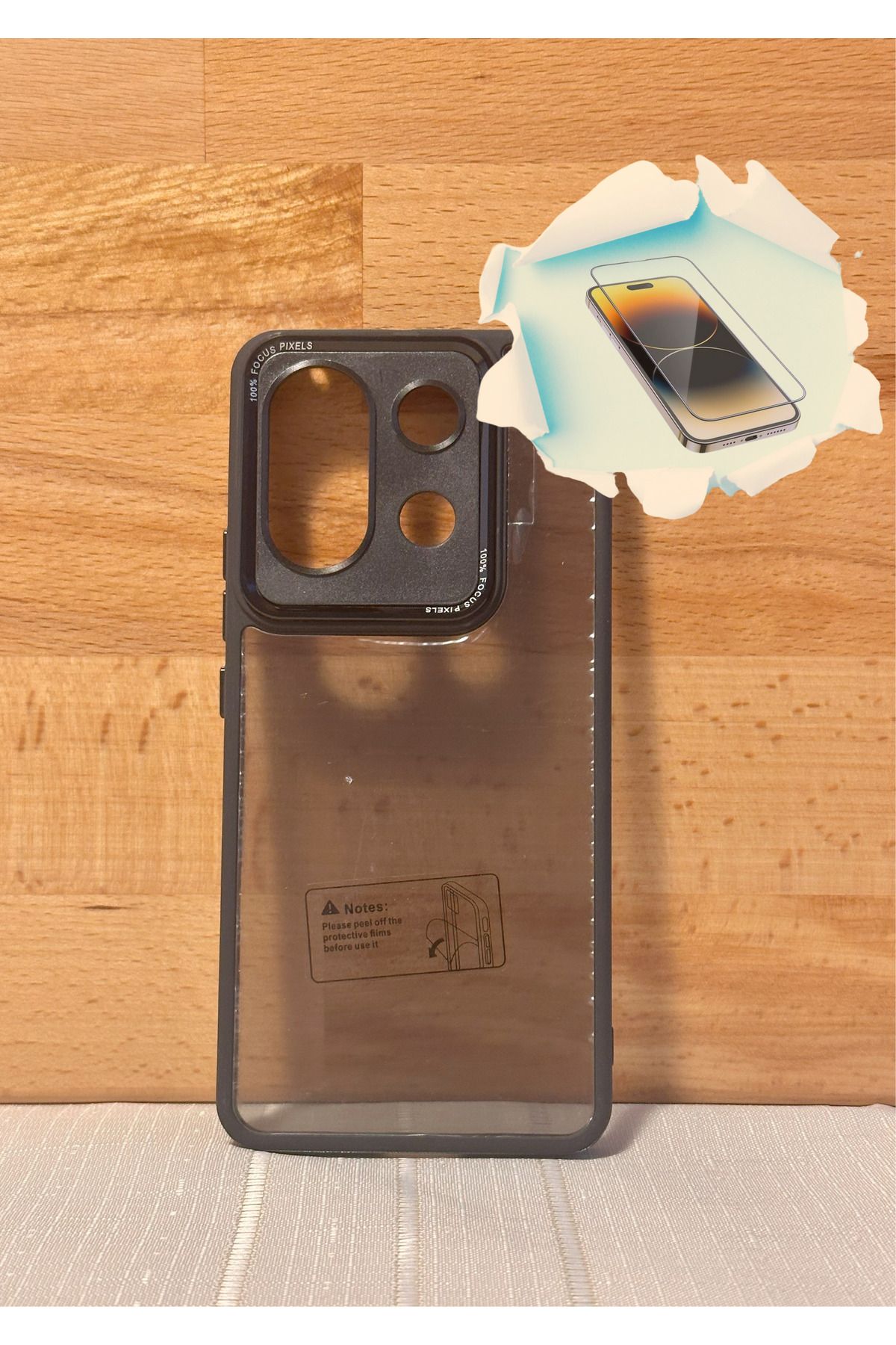 CNL Xiaomi Redmi NOTE 13 PRO 5G Uyumlu Kamera Korumalı Siyah Kılıf - Kırılmaz Cam Hediyeli