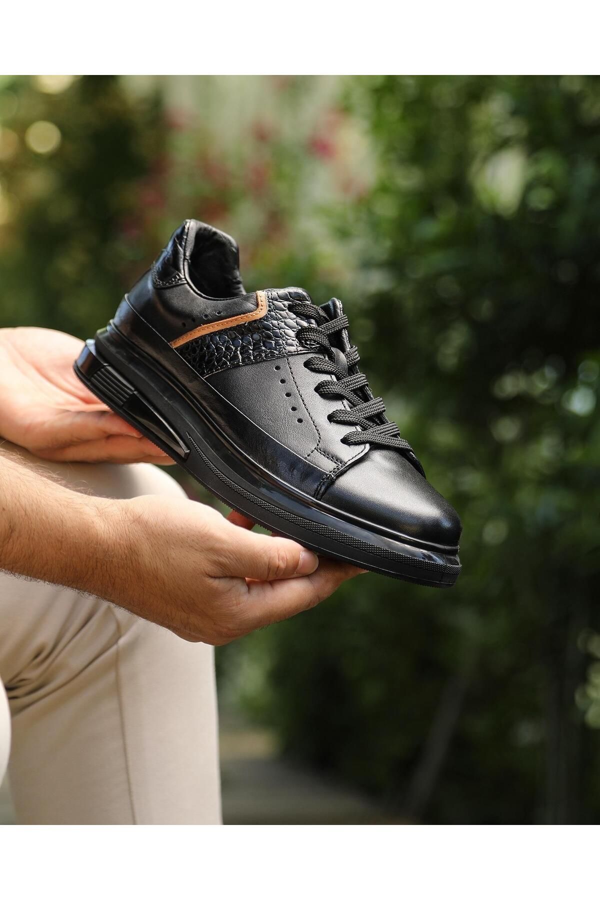 ByItallanoshoes BLACK LAVEN 0395 HAKİKİ DERİ GÜNLÜK ERKEK SNEAKER AYAKKABI