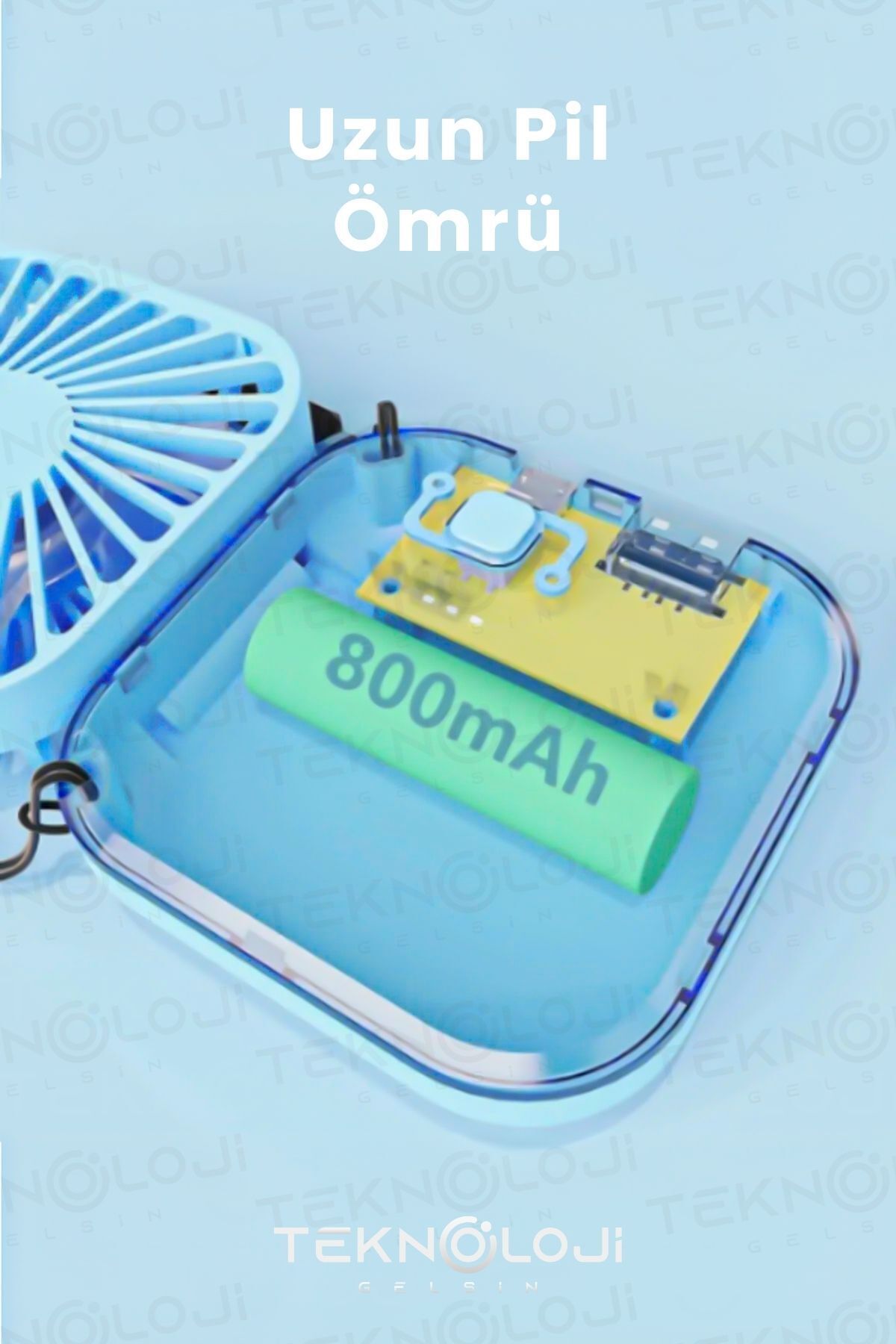 Techno Stock El Fanı Mini Masaüstü Ve Boyun Askılı Fan Portatif Şarjlı 3 Kademeli Vantilatör Soğutucu