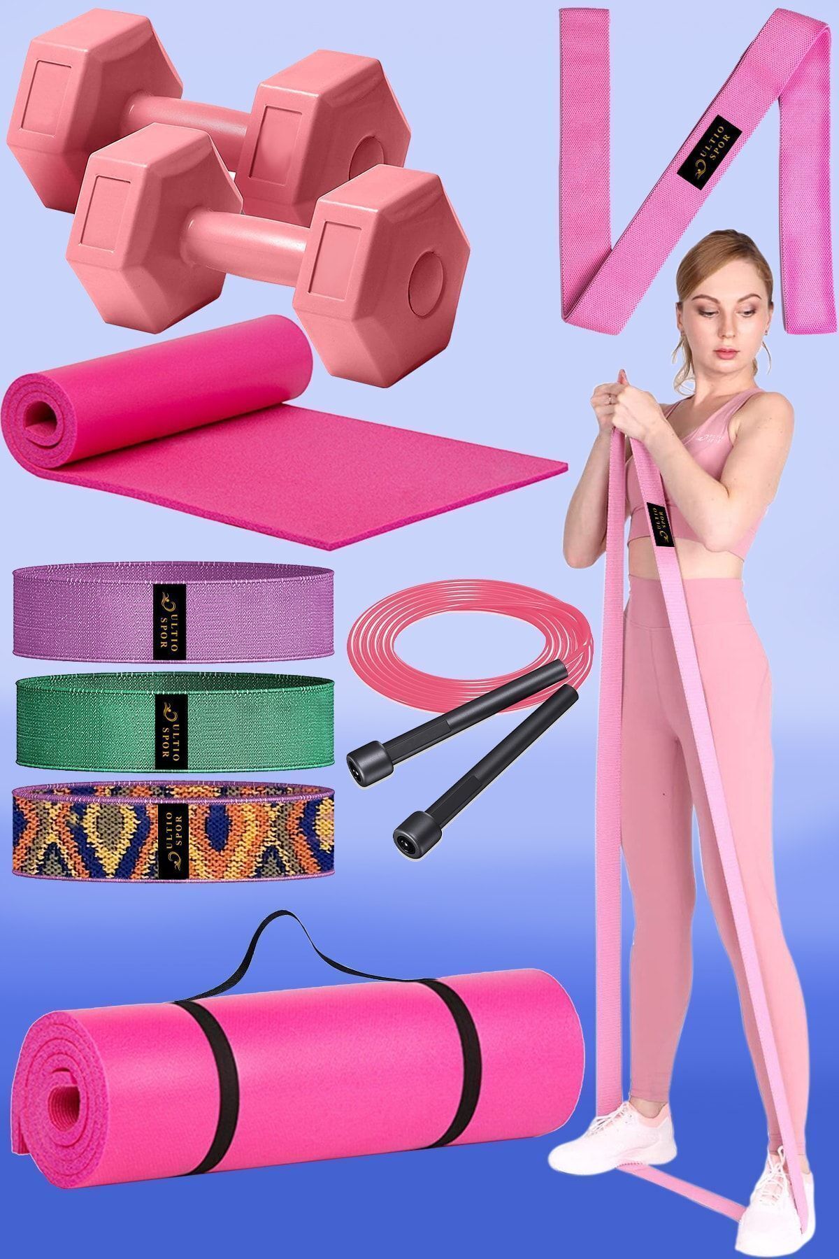 Mhm Collections Özel Pilates Seti Jimnastik Seti Direnç Bandı Seti Yoga Seti Tüm Egzersizlere Özel Ta...