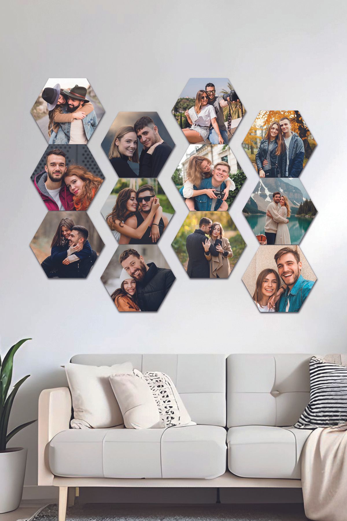 Fotomcity Kişiye Özel 12 Fotoğraflı Altıgen Mdf Tablo