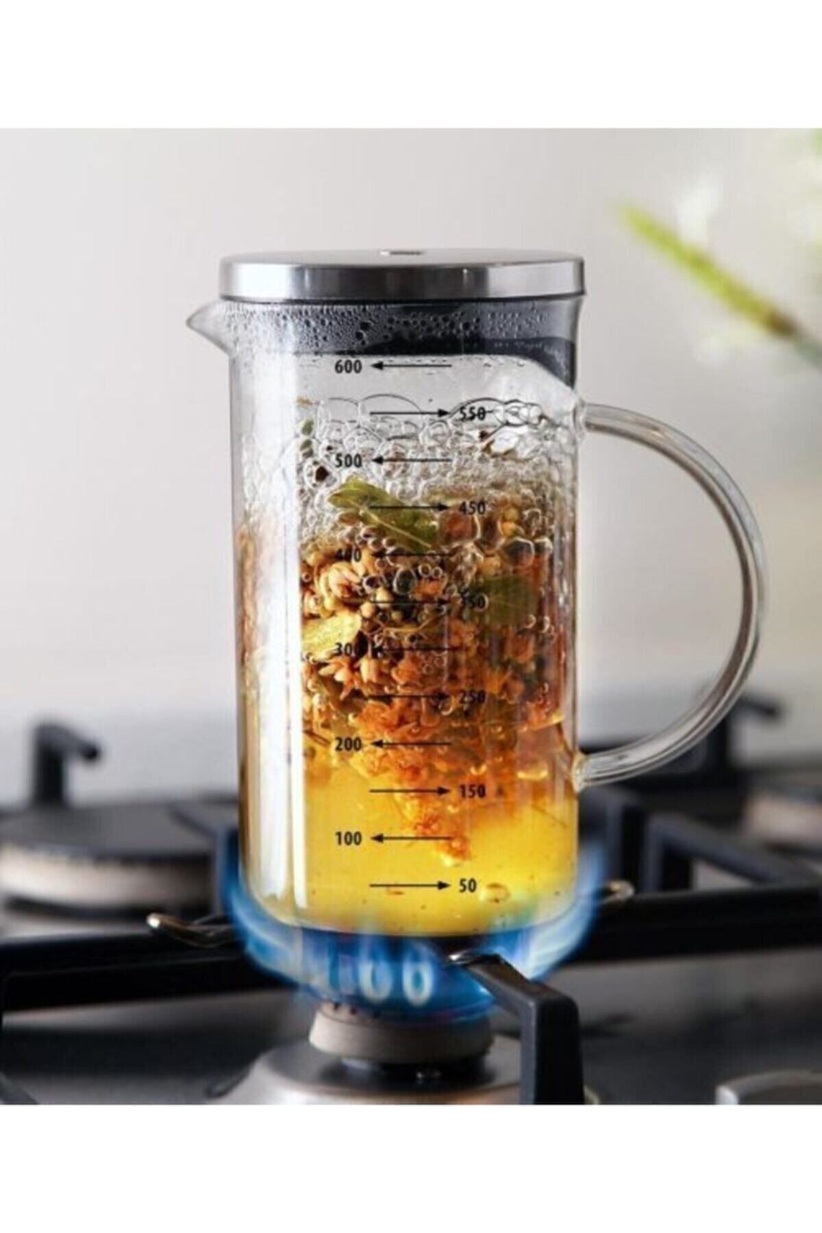 Mhm Collections Cambu 600ml 3 Ü 1 Arada (ATEŞE DAYANIKLI) French Press Demlik, Ölçü Kabı