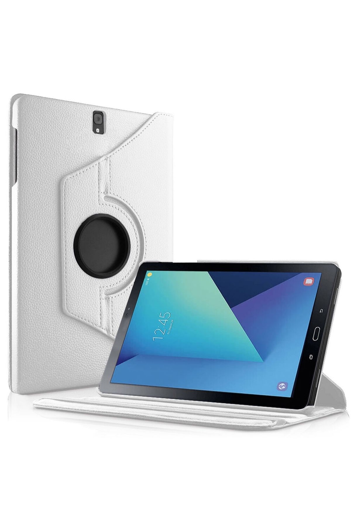 qtop Tablet Kılıf Standlı Dönerli 9.7 İnç Mopal Samsung Tab S3 T820 Gri