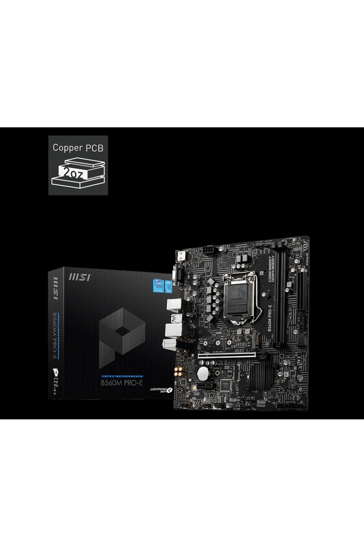 ShopNova MSI B560M PRO-E DDR4 4800MHZ 1XVGA 1XHDMI 1XM.2 USB 3.2 MATX 1200P (10 VE 11. NESİL İŞLEMCİ UYUMLU)