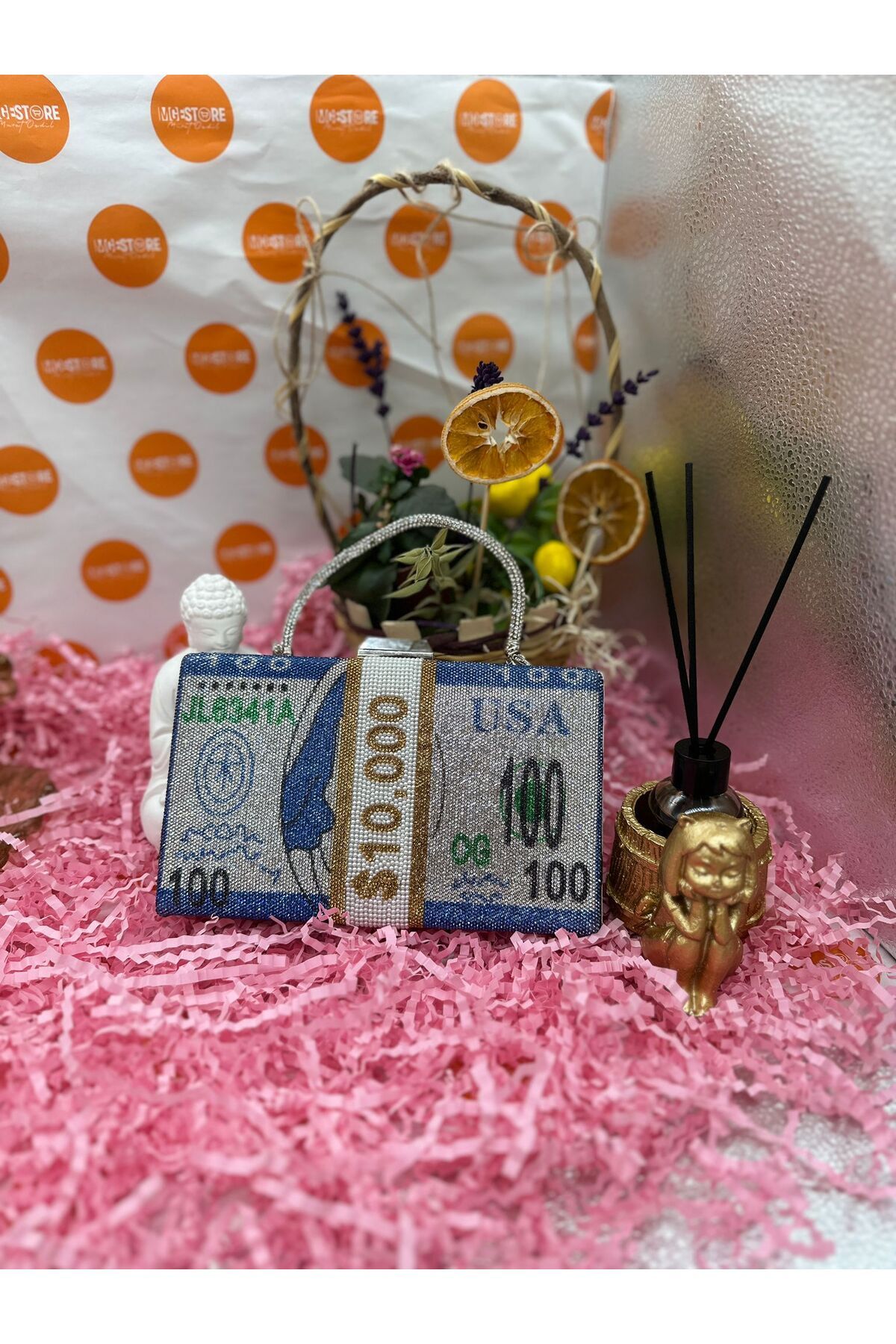 MGEStore Taşlı Dolar Çanta Abiye Çanta El Çantası