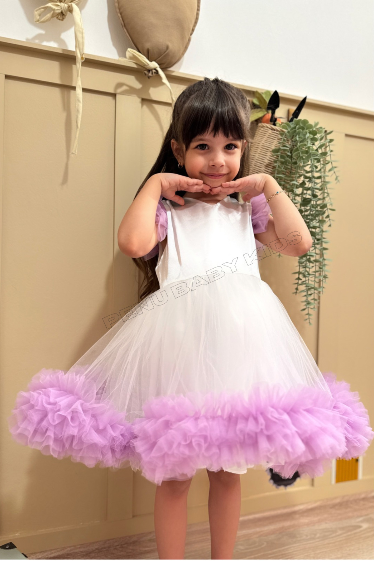 penu baby kids Lila Karnaval Kolsuz Fırfır Etekli Kız Çocuk Kız Bebek Elbise - Alice fotoğrafı 2 (önizleme)