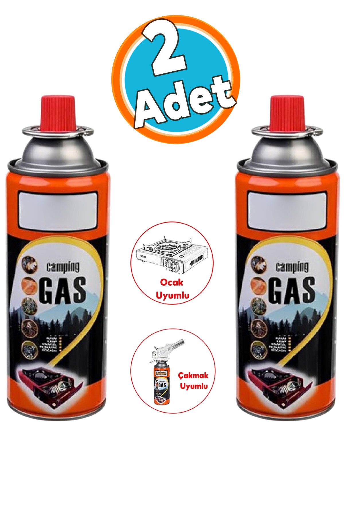 NZB Kamp Gazı Bütan Propan Gaz Tüpü Portatif Ocak Kartuşu Tek Kullanımlık Pürmüz 400 ml 2 Adet