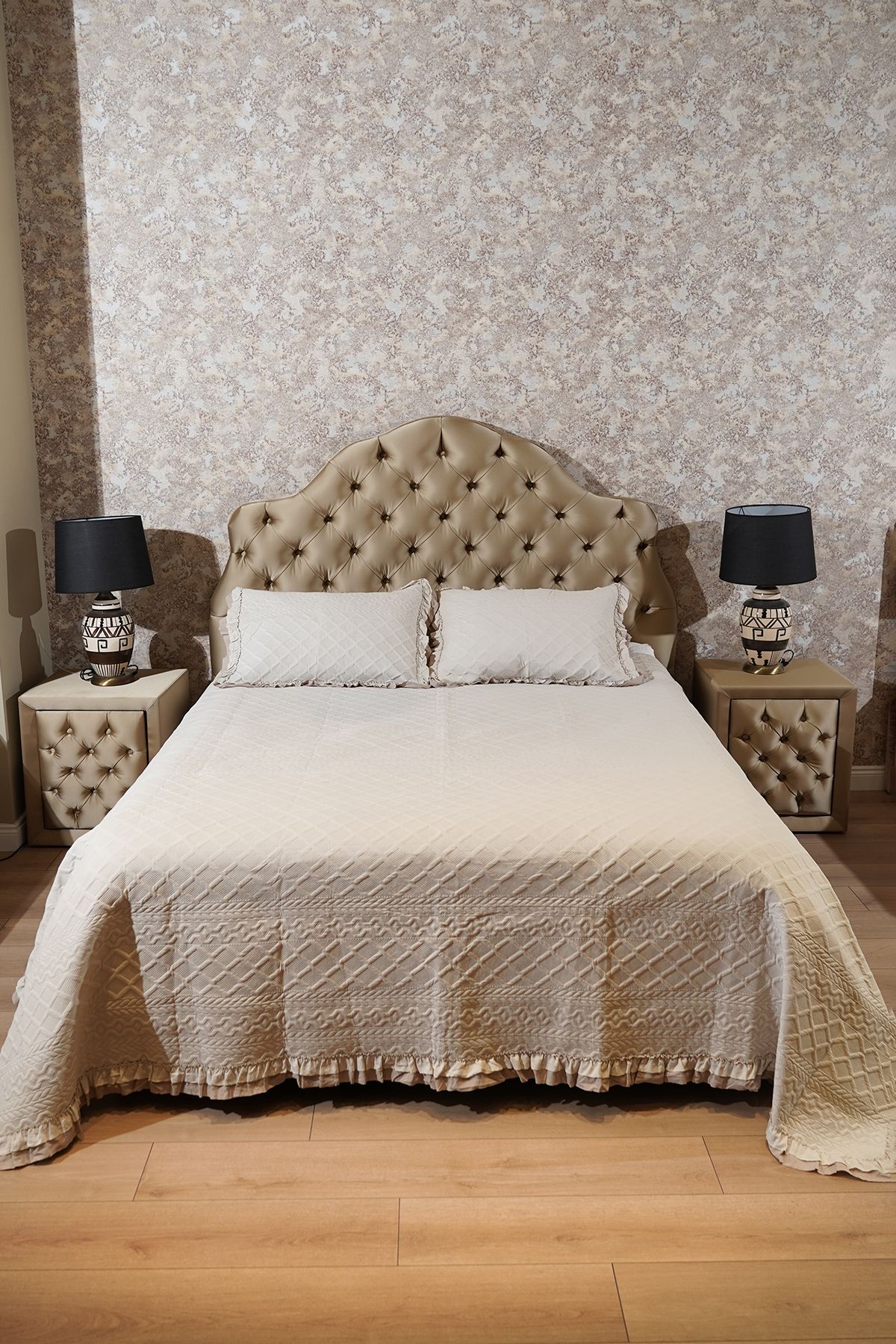 Dainty Home -sara- Vizon Renk Fırfırlı Tek Kişilik yatak örtüsü Takımı