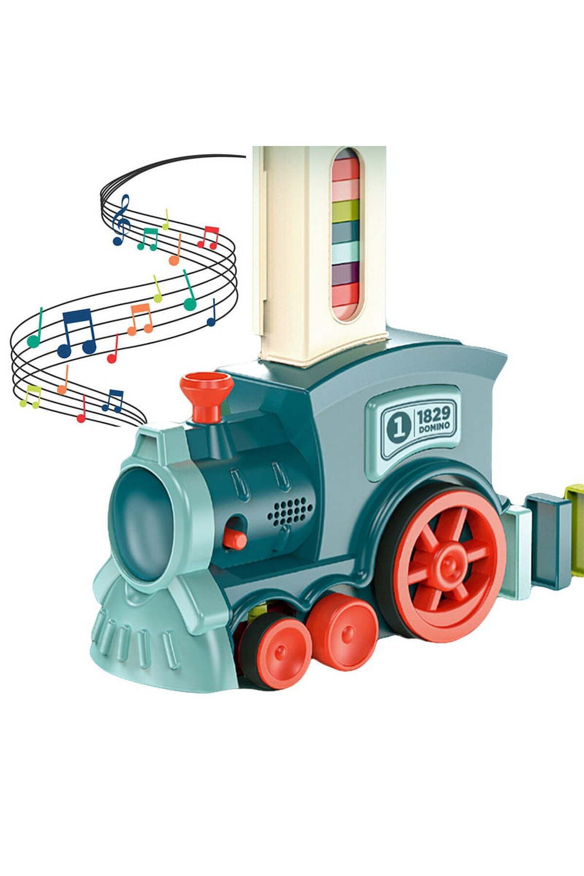 MJ TOYS Domino Taşı Dizen Tren Pilli Sesli Işıklı Hareketli Eğitici Tren Oyunu