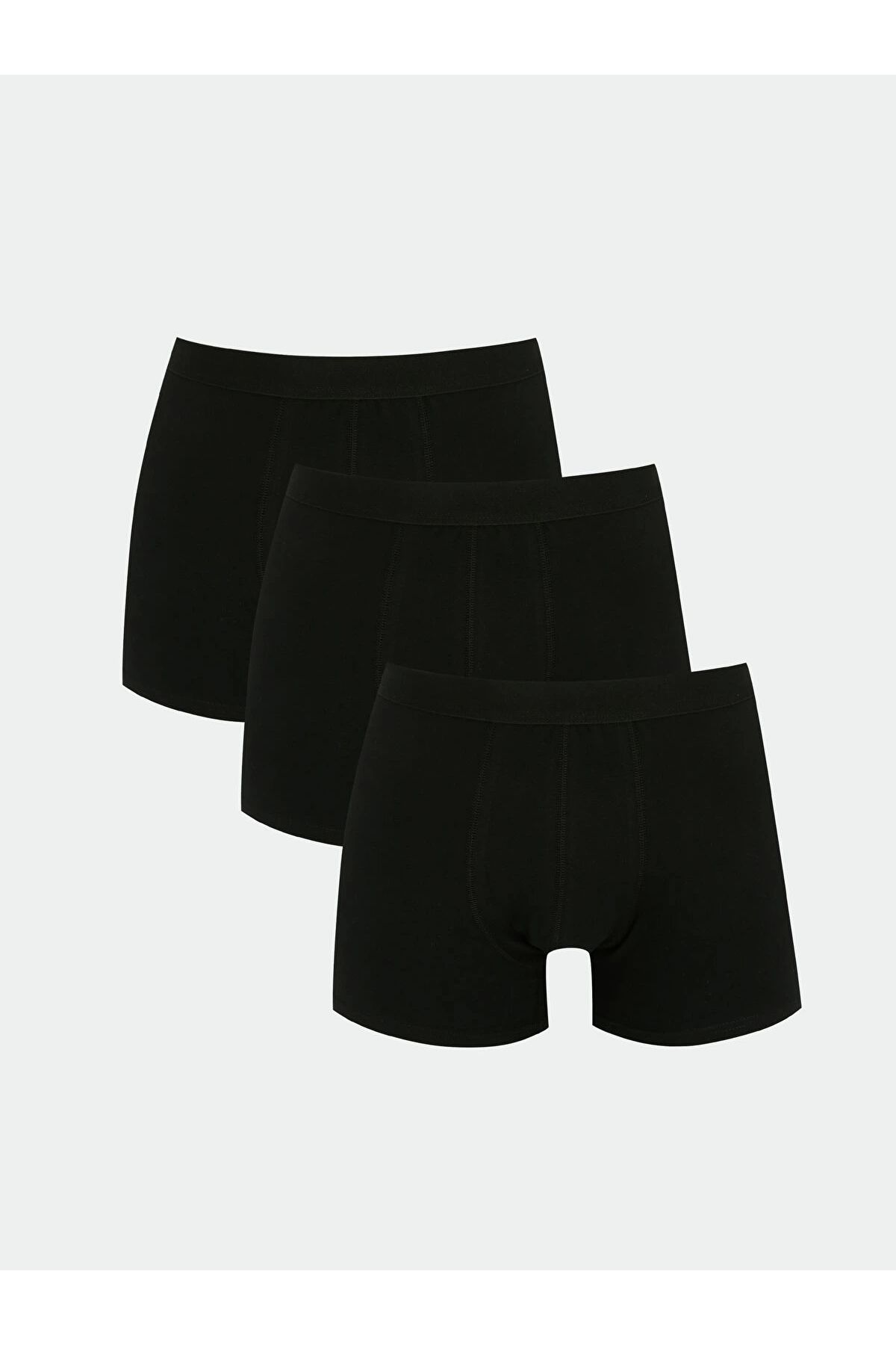 LC Waikiki Siyah Rahat Kalıp Pamuklu Esnek Erkek Boxer 3'lü
