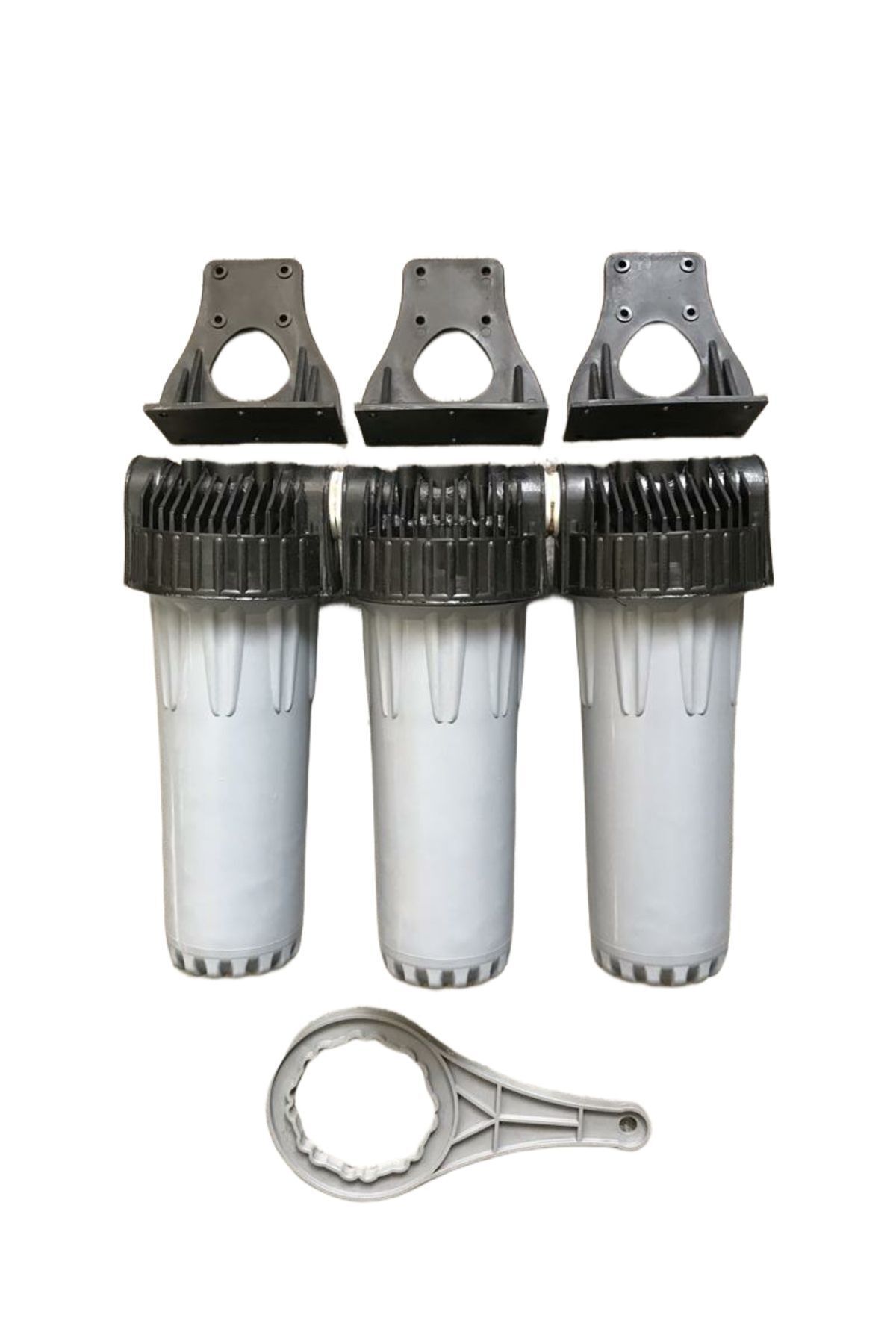 REVERSOSMOZARISU Su Arıtma Daire Girişi 10" 3lü Gri Filtre Kabı 3/4" in-out