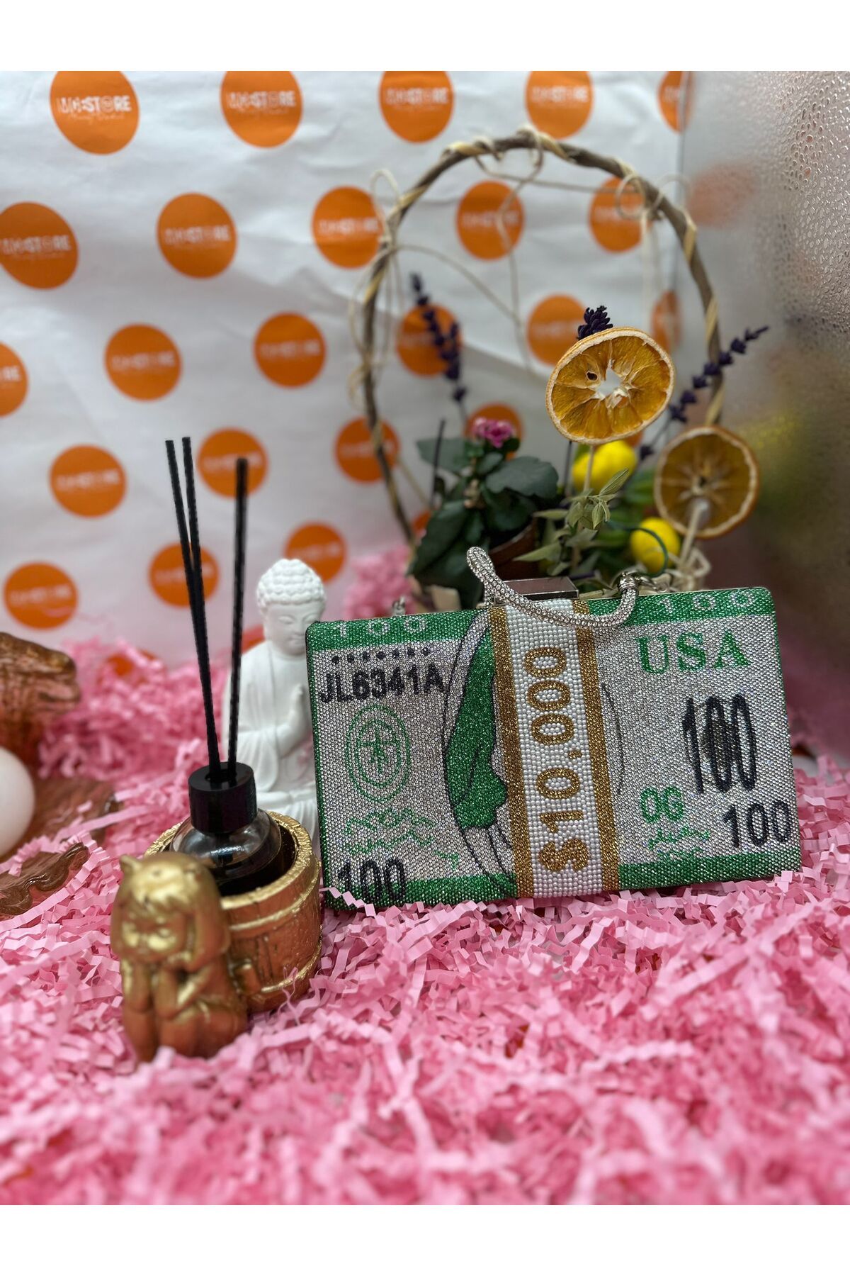 MGEStore Taşlı Dolar Çanta Abiye Çanta El Çantası