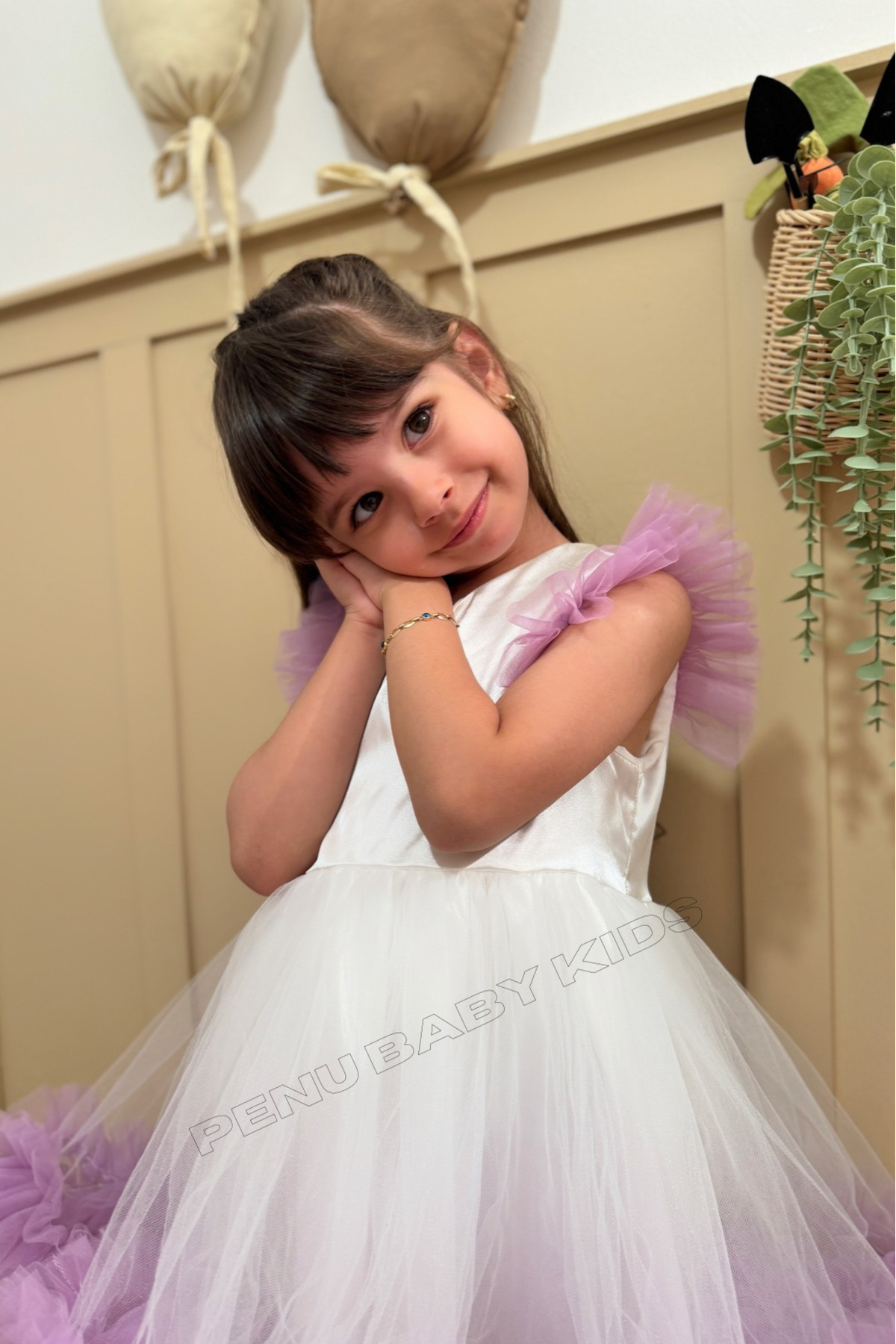 penu baby kids Lila Karnaval Kolsuz Fırfır Etekli Kız Çocuk Kız Bebek Elbise - Alice fotoğrafı 3 (önizleme)