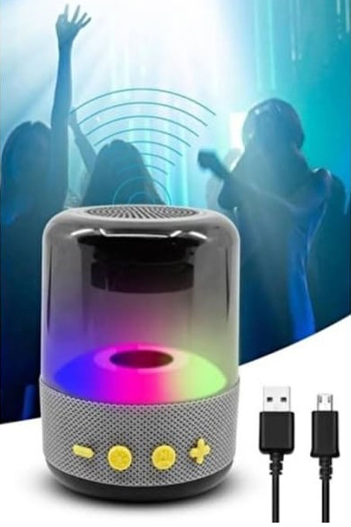 CİYU TİCARET Yeni nesil RGB ışıklı bluetooth ses bombası hoparlör güçlü ışıklı hoparlör