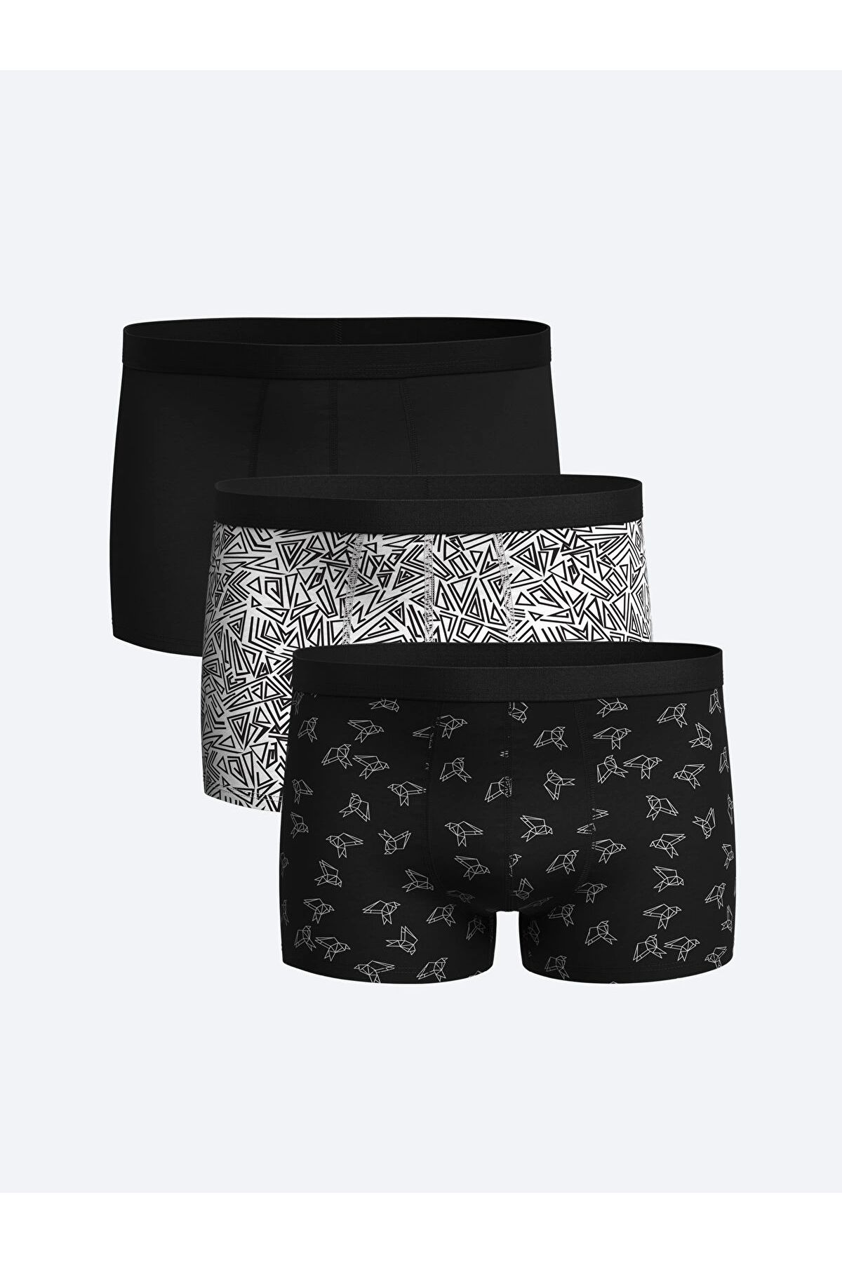 LC Waikiki Siyah Standart Kalıp Pamuklu Esnek Erkek Boxer 3'lü