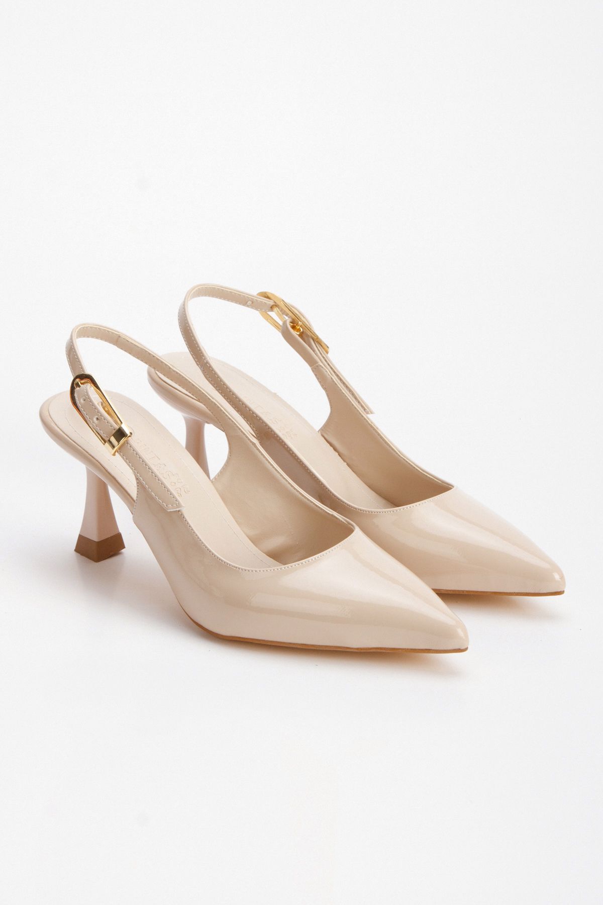 S.N.S SHOES Moda Ayağınızda Topuklu Kadın Ayakkabı Gold Tokalı