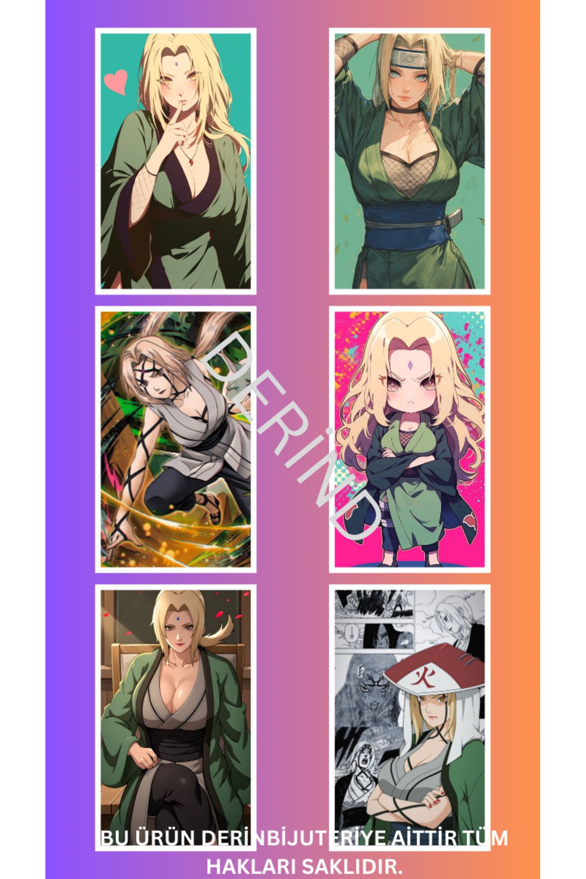 DERİND Tsunade Senju 8 Lİ KARIŞIK STİCKER FOTOKART