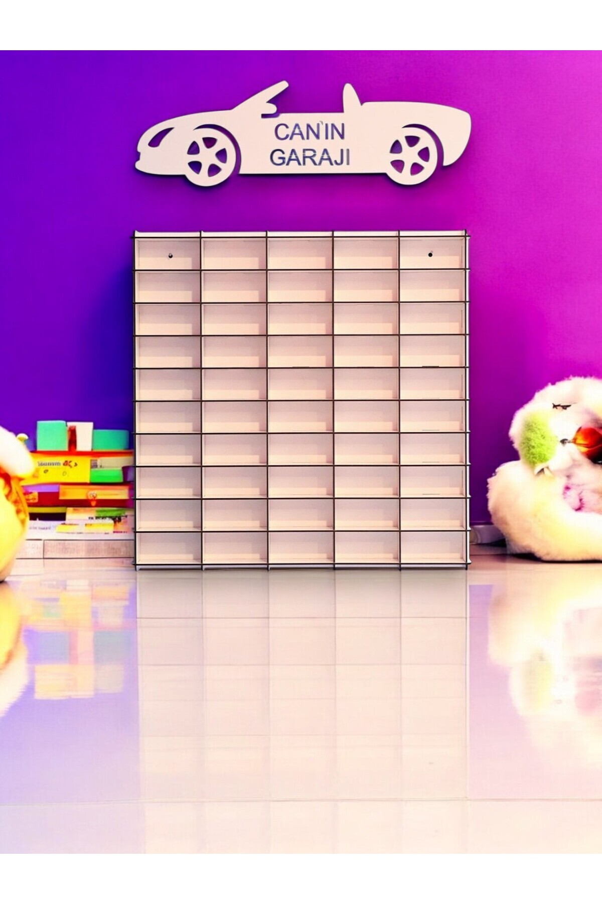 wudie Oyuncak Araba Rafı Oyuncak Araba Rafı 50'li Beyaz fotoğrafı 3 (önizleme)