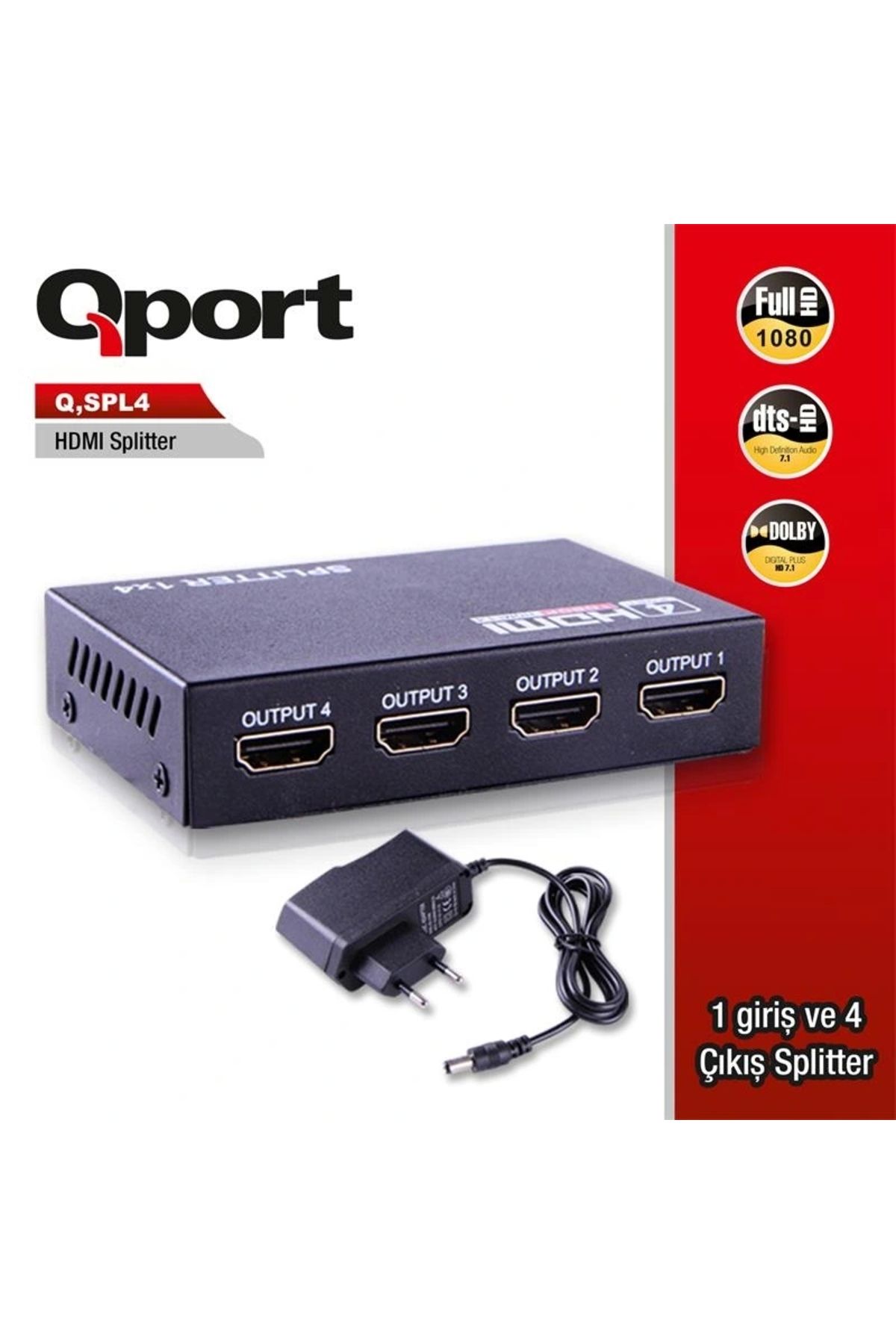 ShopNova QPORT Q-SPL4 FULL HD 1 GİRİŞ 4ÇIKIŞLI HDMI SPLITTER (SİNYAL ÇOĞALTICI)