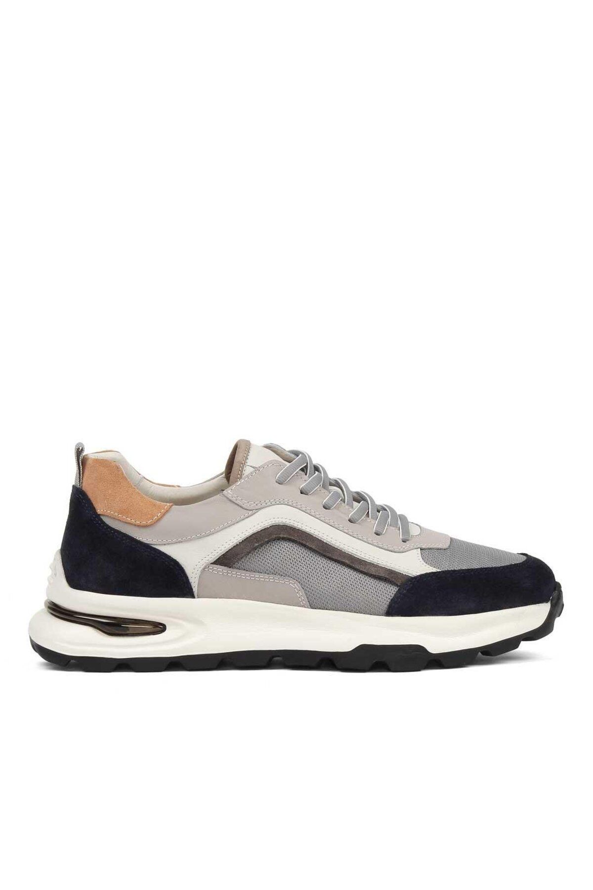 Celal Gültekin Erkek Gri Lacivert Bağcıklı Süet Deri Sneaker