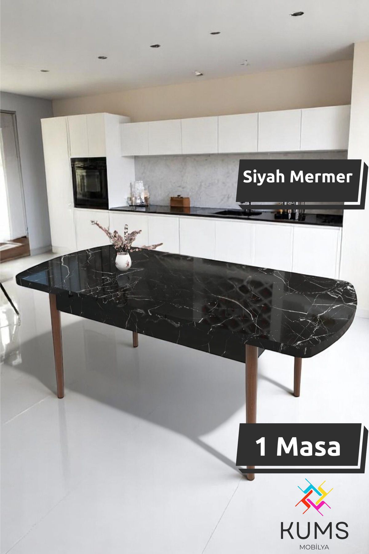 KUMS 6 Kişilik Açılabilir Kelebek Oval Ahşap Sadece Masa – Modern Tasarım 80x130