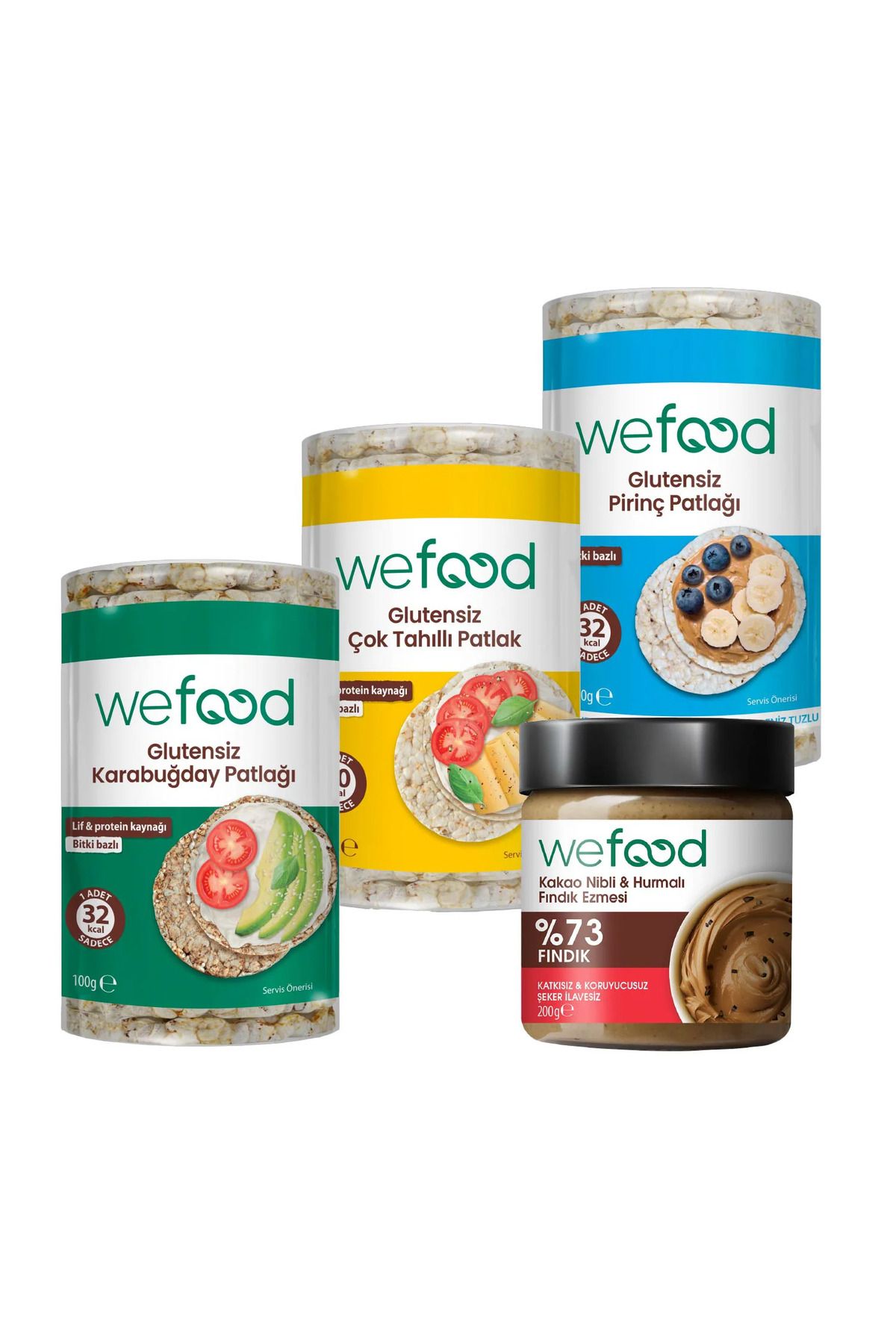 Wefood Kakao Nibli Fındık Ezmesi 200 gr + Wefood Patlak Deneme Paketi