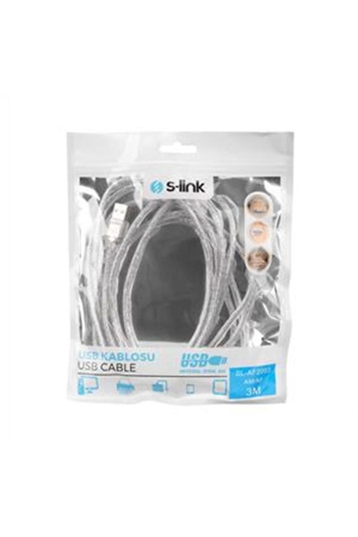 ShopNova S-LINK SL–AF2003 USB 2.0 3MT ŞEFFAF UZATMA KABLOSU
