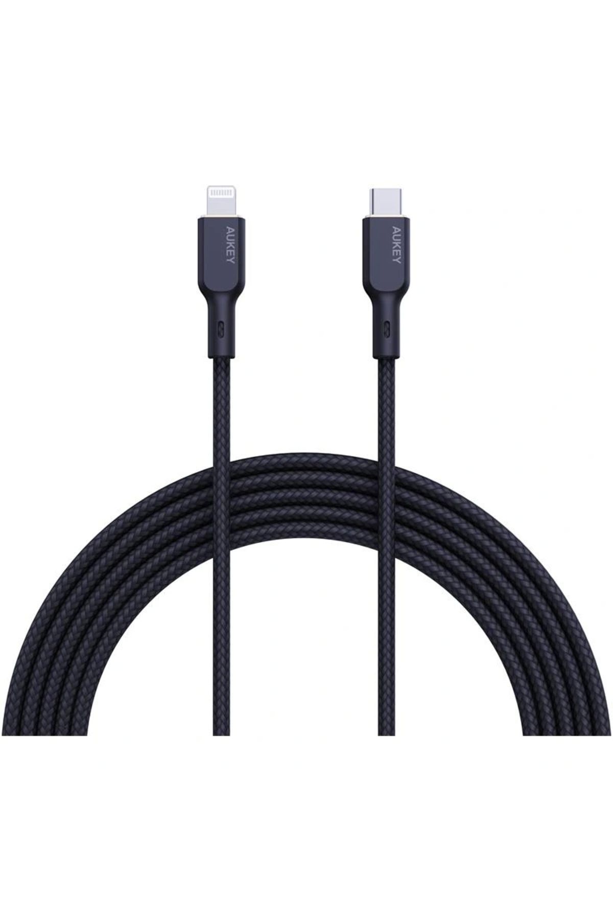 ShopNova AUKEY CB-NCL1-BK NAYLON ÖRGÜLÜ 3A 480MBPS TYPE-C LIGHTNING KABLOSU 1.8MT