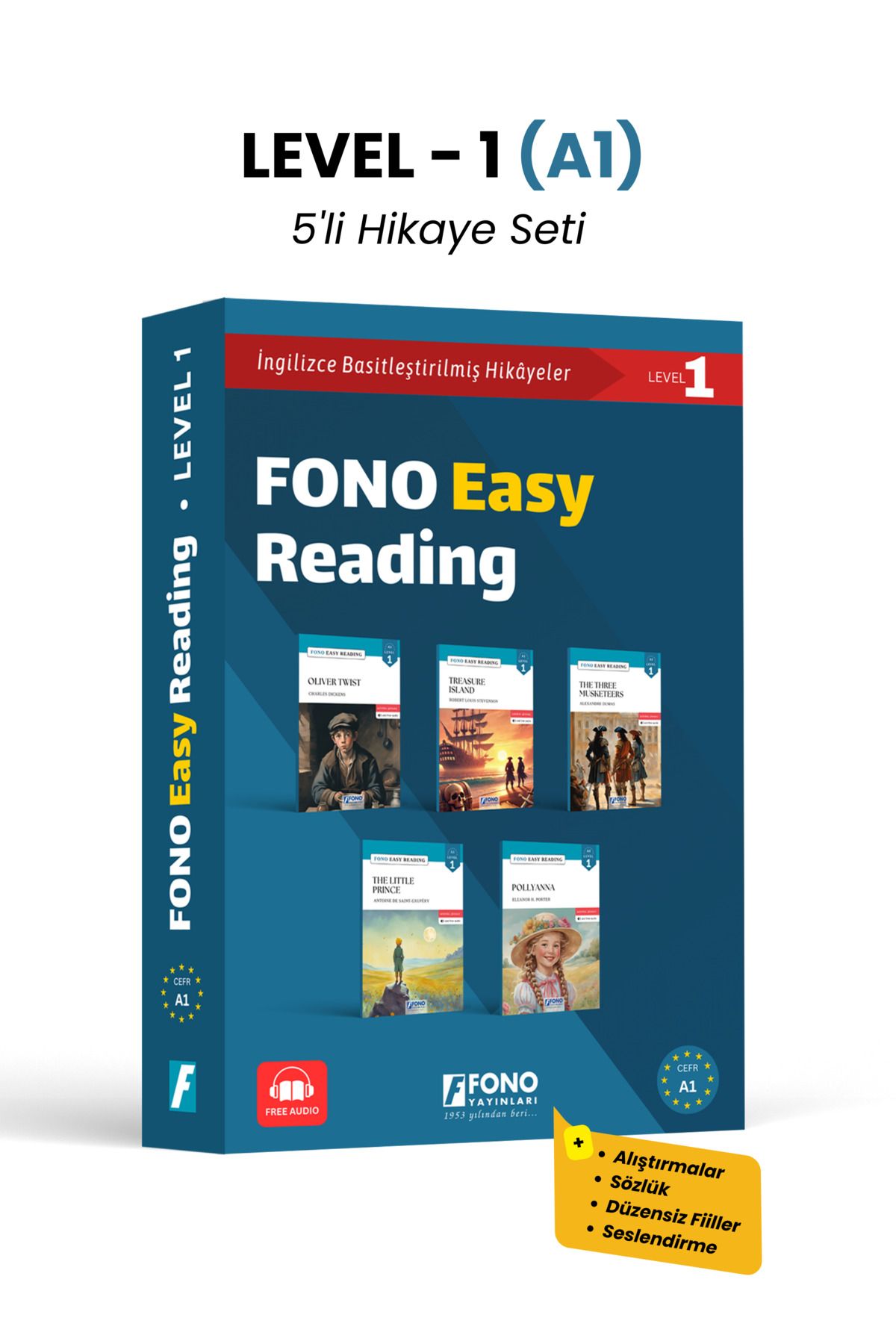 Fono Yayınları İngilizce Hikaye Seti - Level 1 - A1 Seviye (5 Kitap - KUTULU)