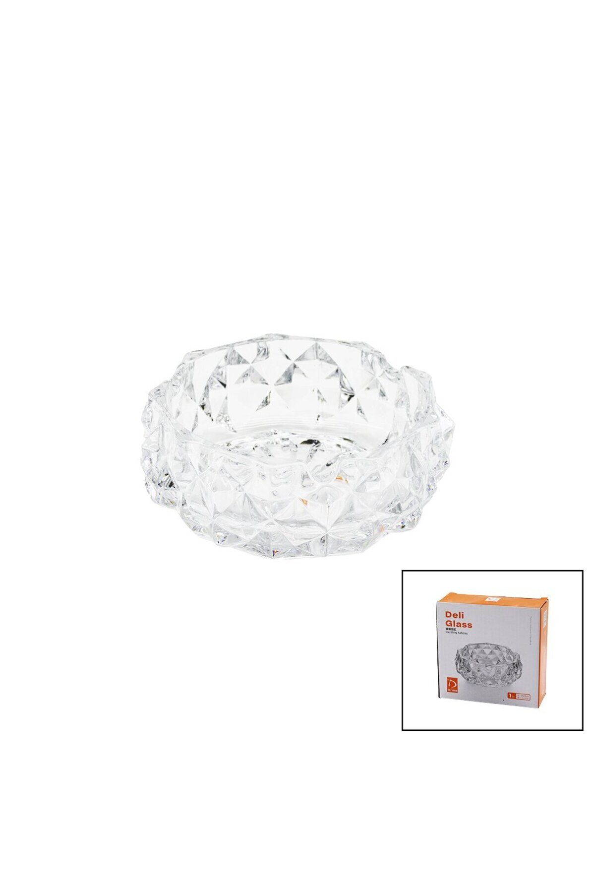 Zayla BÜYÜK CAM - DIAMOND KRİSTAL ŞEKİL YUVARLAK KÜLLÜK ÇAP: 12.8CM - D: 5.2CM (5165)
