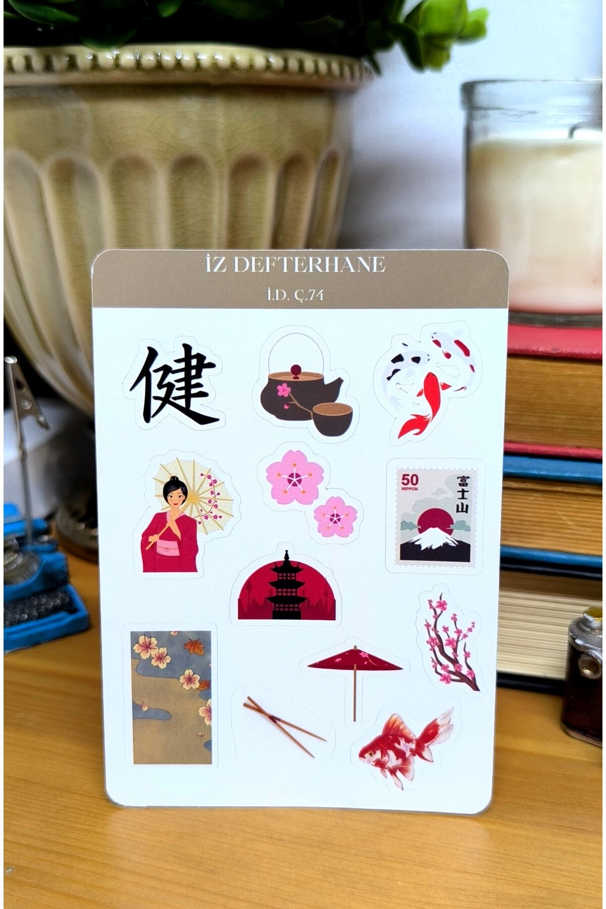 İZ DEFTERHANE Uzak Doğu Çin Japon Çıkartma Sticker (Defter ajanda ve planlayıcılar için)