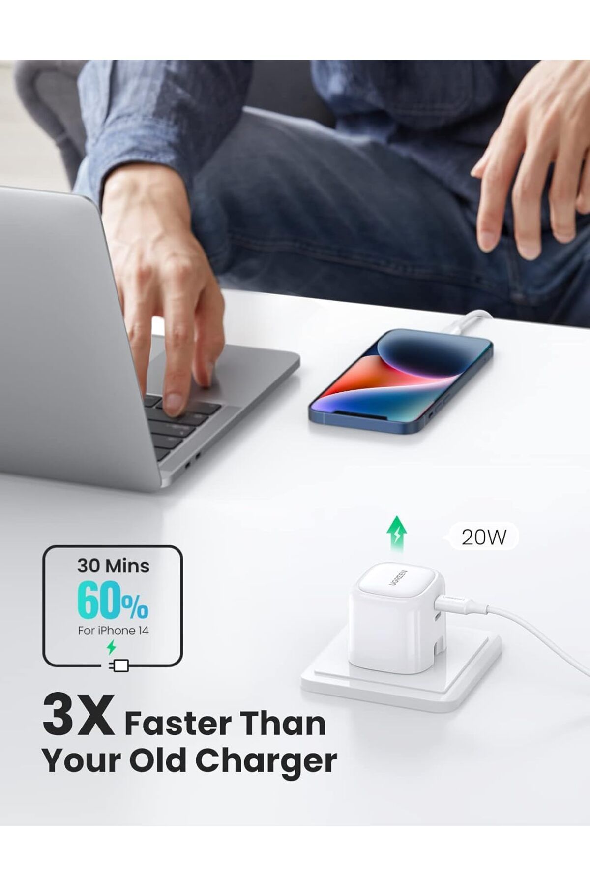 Ugreen-شاحن PD 40 واط USB-C قابل للطي 20 واط ثنائي المنفذ شاحن سريع لأجهزة iPhone 14 وiPad وSamsung 5