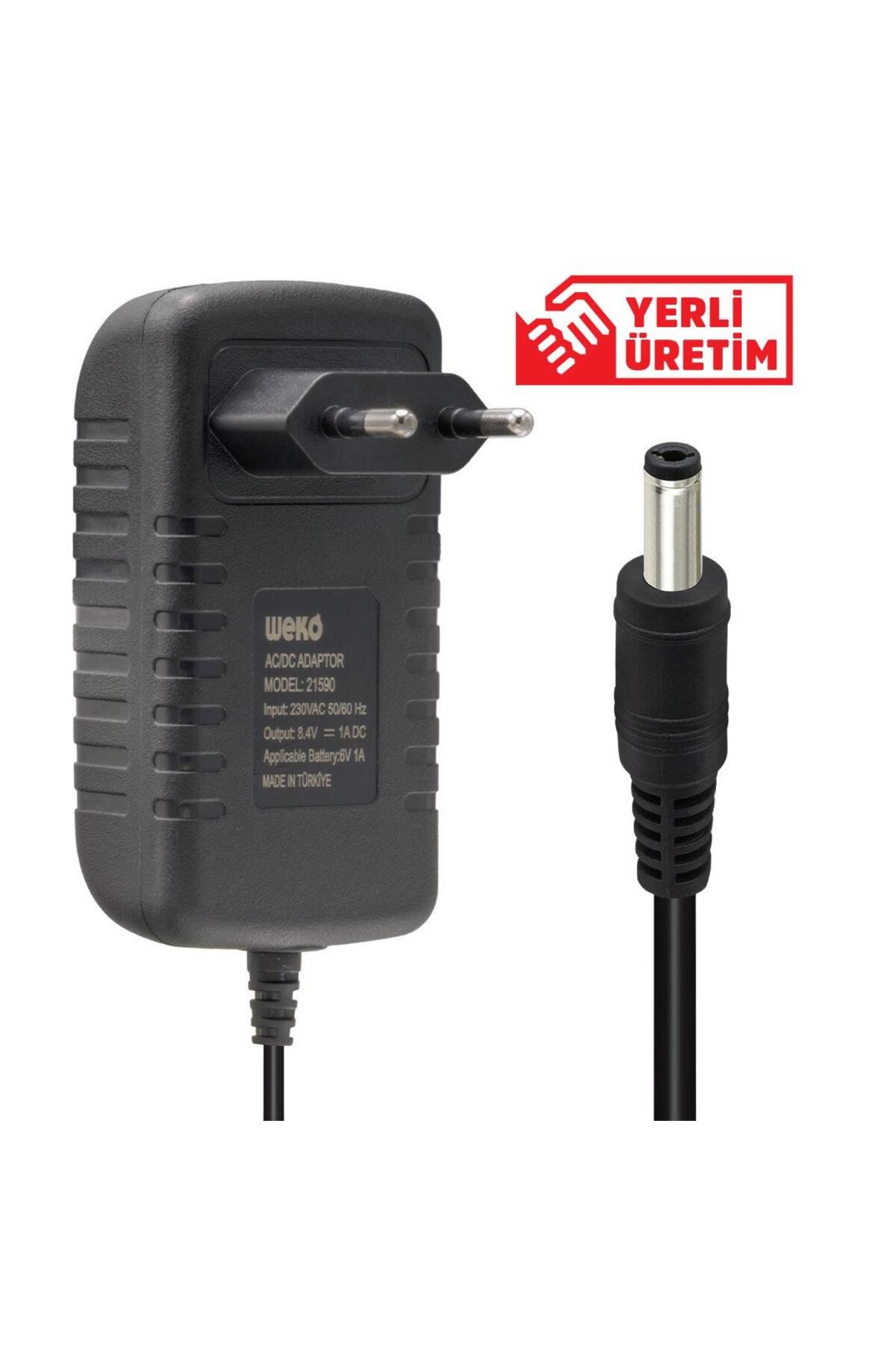 WEKO 8.4 Volt - 1 Amper 8.4 Watt 5.5*2.5 Uçlu Lityum Pil Ledli Yerli Üretim Şarj Adaptörü