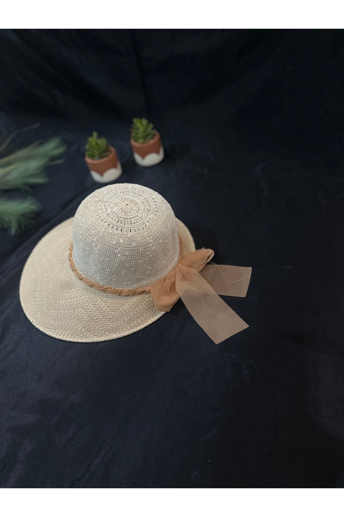 mahsel shop Arkası fiyonklu hasır şapka