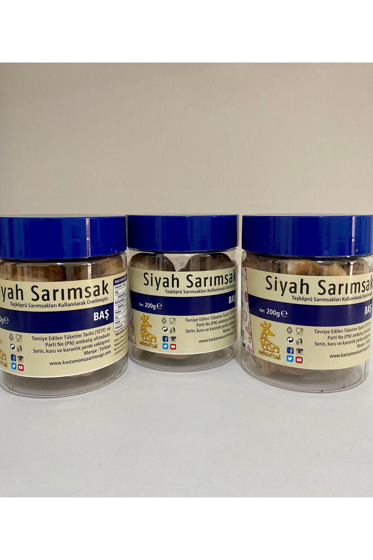 Edovital Siyah Sarımsak Baş 200 gr pet kavanoz x 3 adet