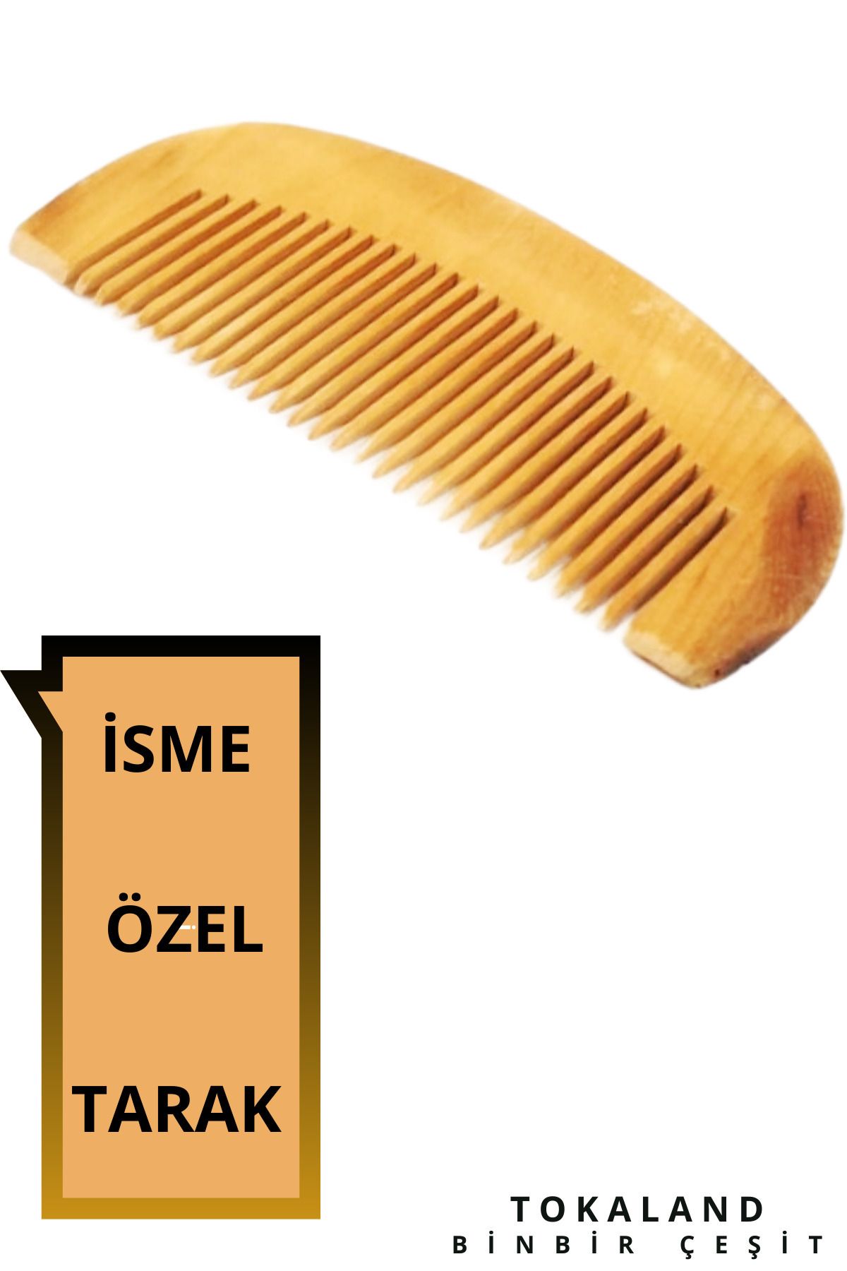 TOKALAND İsme Özel %100 Doğal Ahşap Tarak - 10 Cm/5cm - Bohça Çeyiz Gelin Damat Söz Nişan Nikah