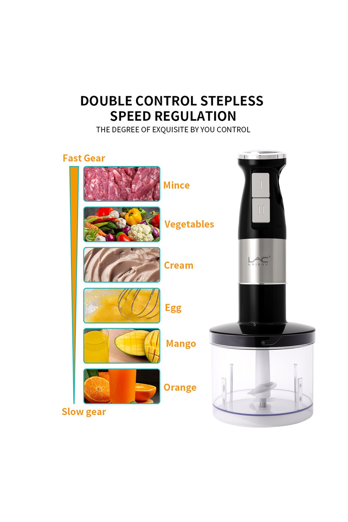 LAC LAICHY-4 In 1 Blender, 340w 2-speed And Turbo Mode,600ml Container,for Smoothie Sauces Food Soups 5