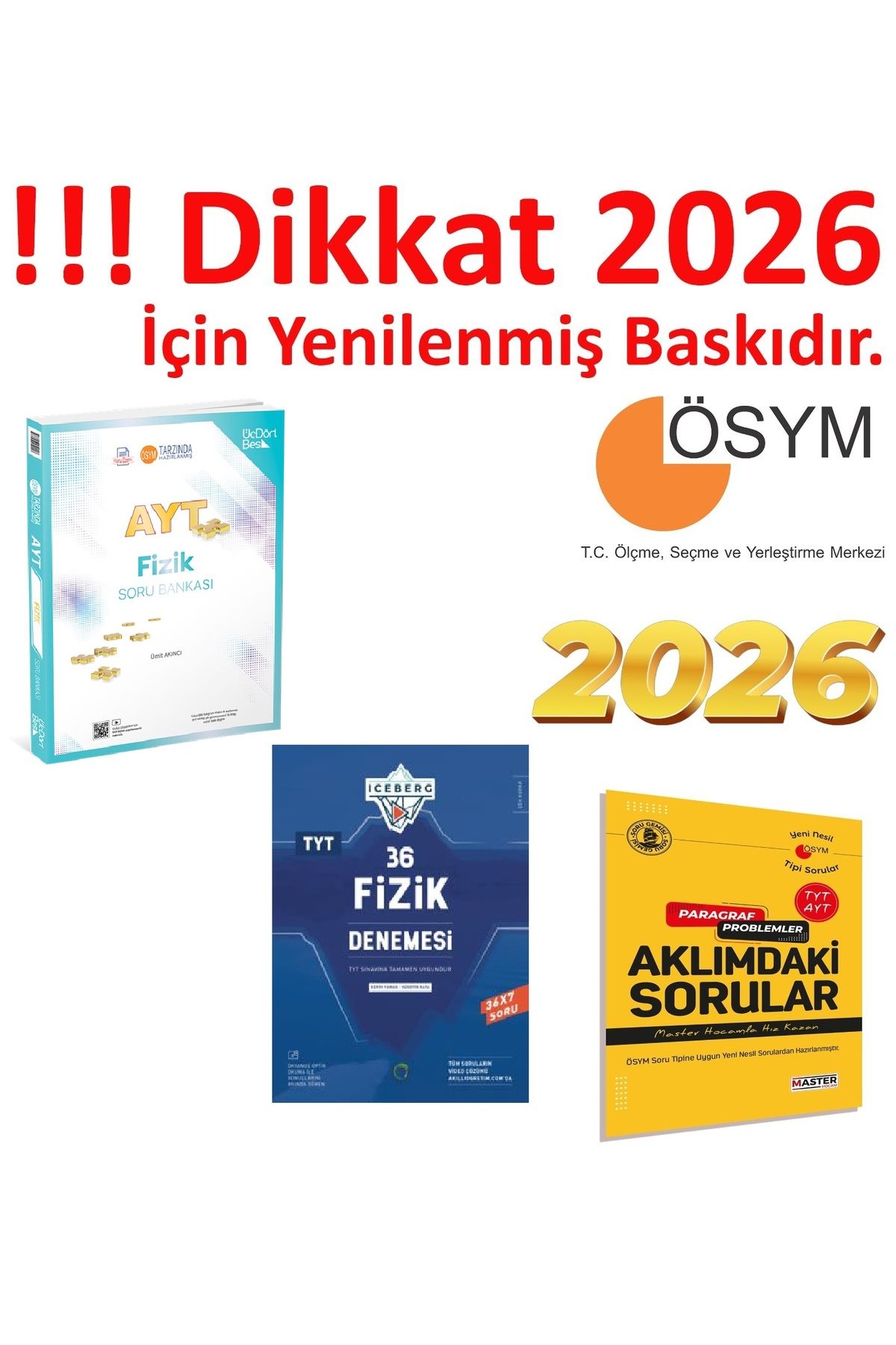 Üç Dört Beş Yayıncılık Üç Dört Beş Yayıncılık AYT Fizik Soru Bankası & Okyanus İceberg TYT 36 Fizik Denemesi