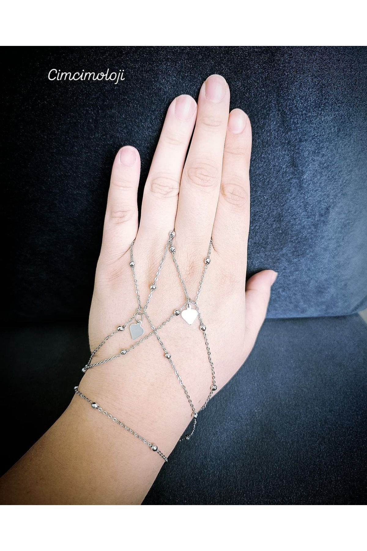 Cimcimoloji Silver İkili Kalp detay Şahmeran bileklik